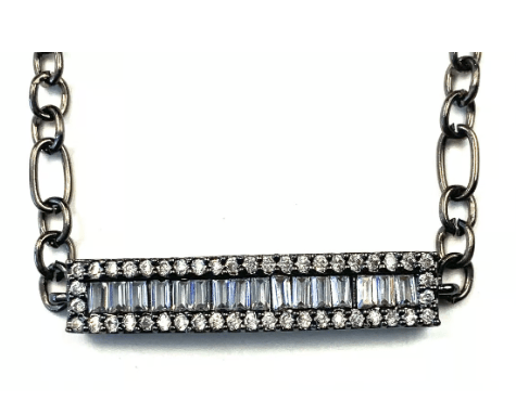 Side Pave Bar Necklace