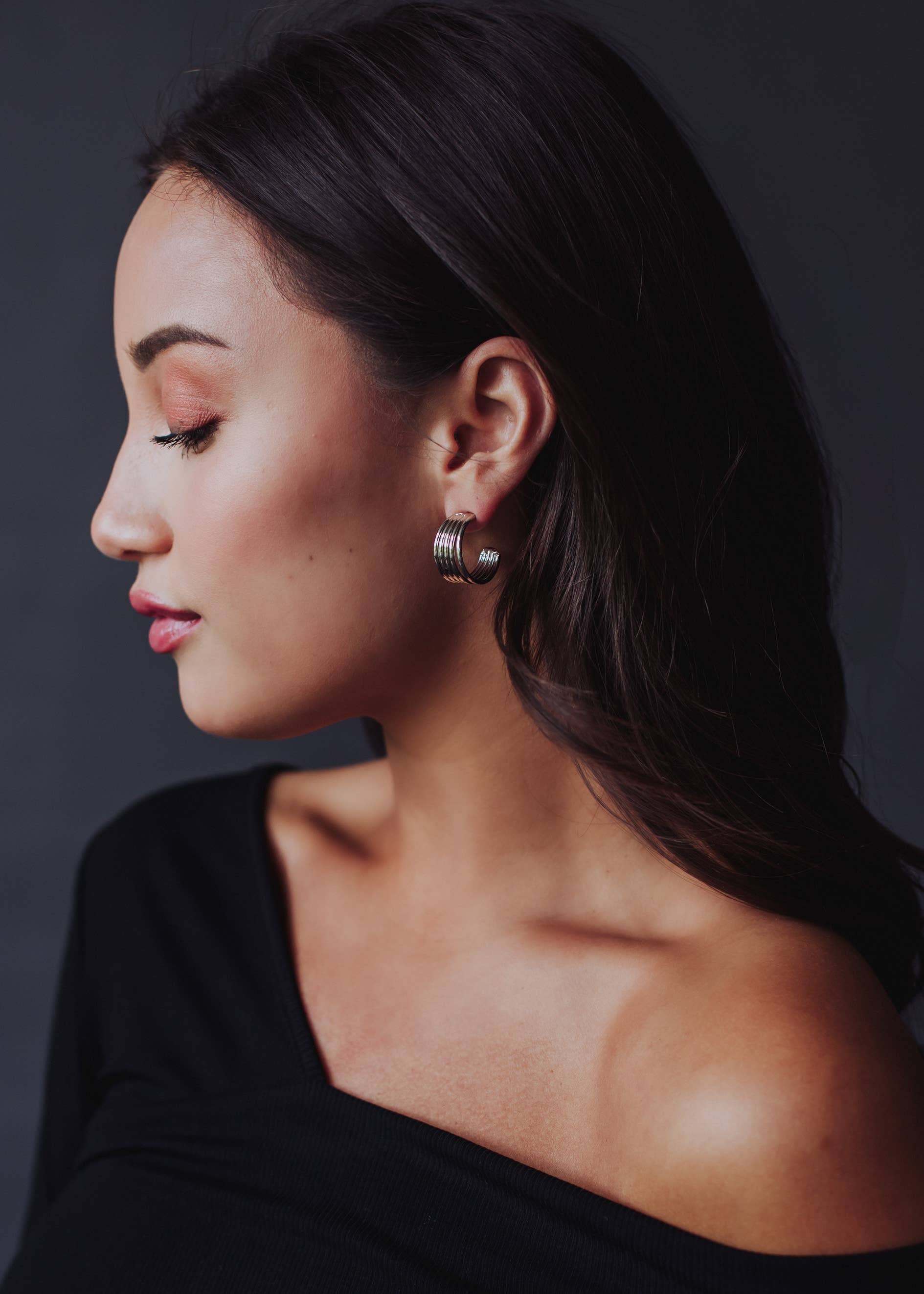Panache Apparel Co. Earrings Silver Split Hoops