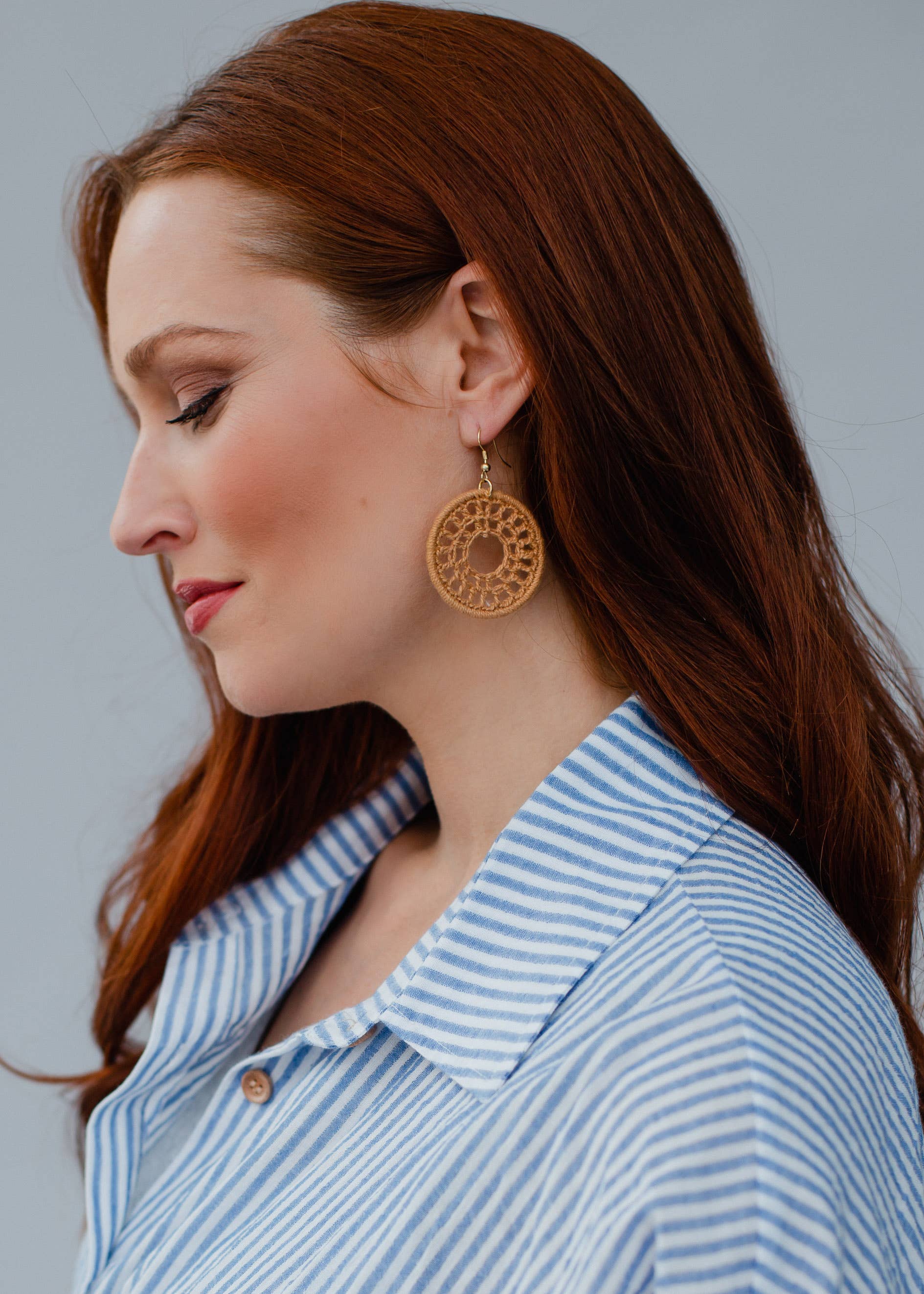 Panache Apparel Co. Tan Crochet Earrings