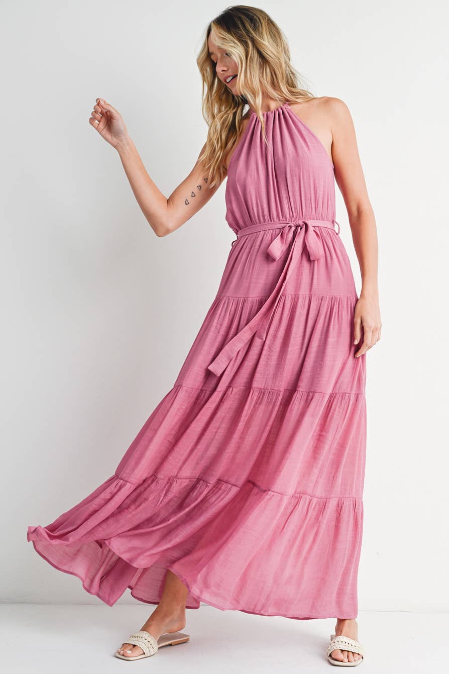 Tiered Halter Maxi Dress