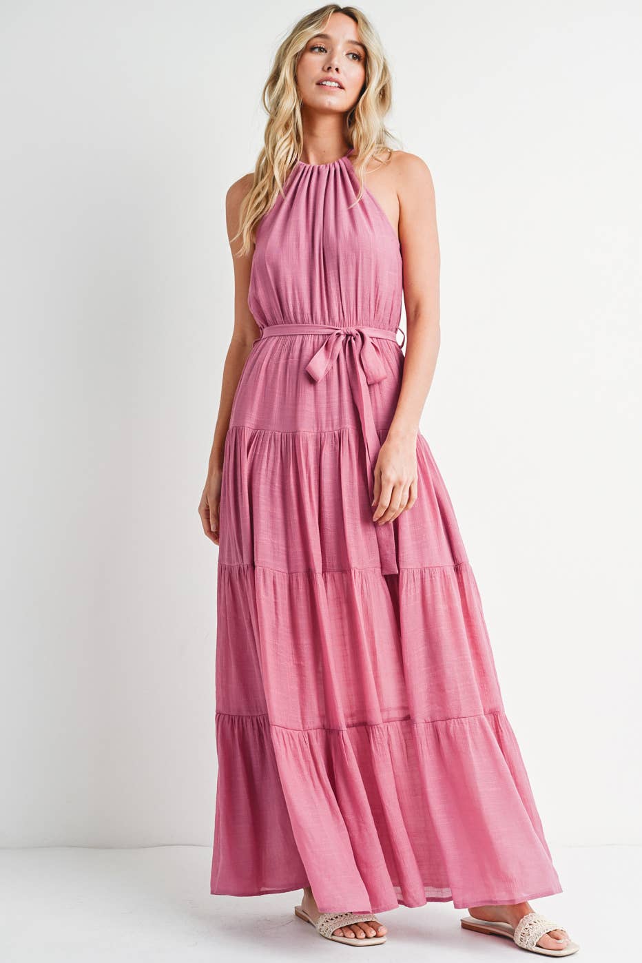 Tiered Halter Maxi Dress