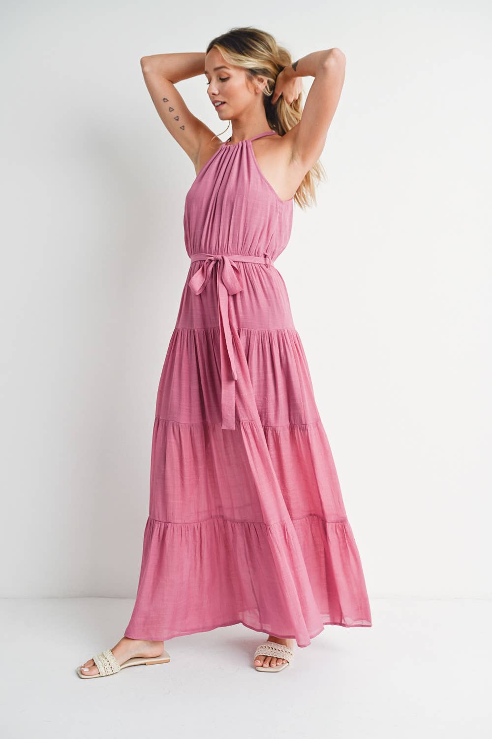 Tiered Halter Maxi Dress