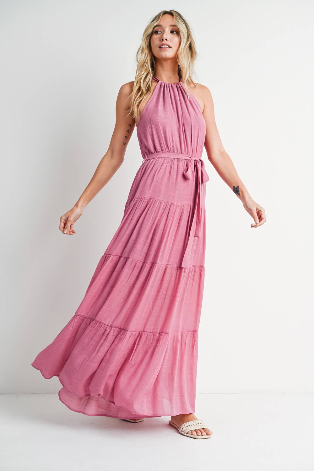 Tiered Halter Maxi Dress