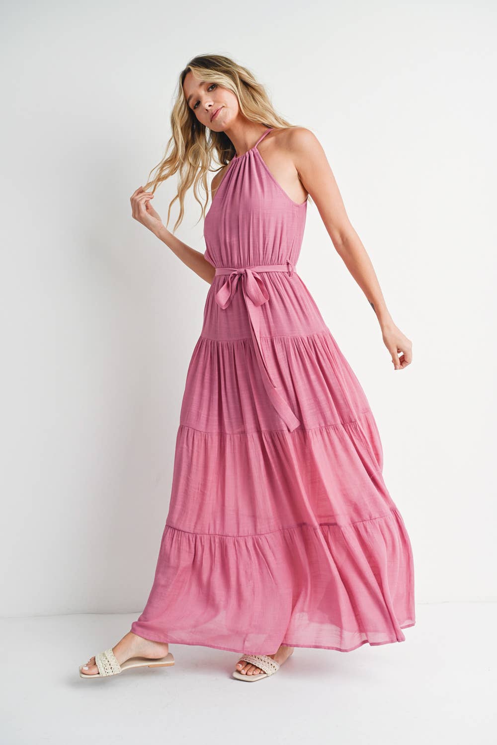 Tiered Halter Maxi Dress