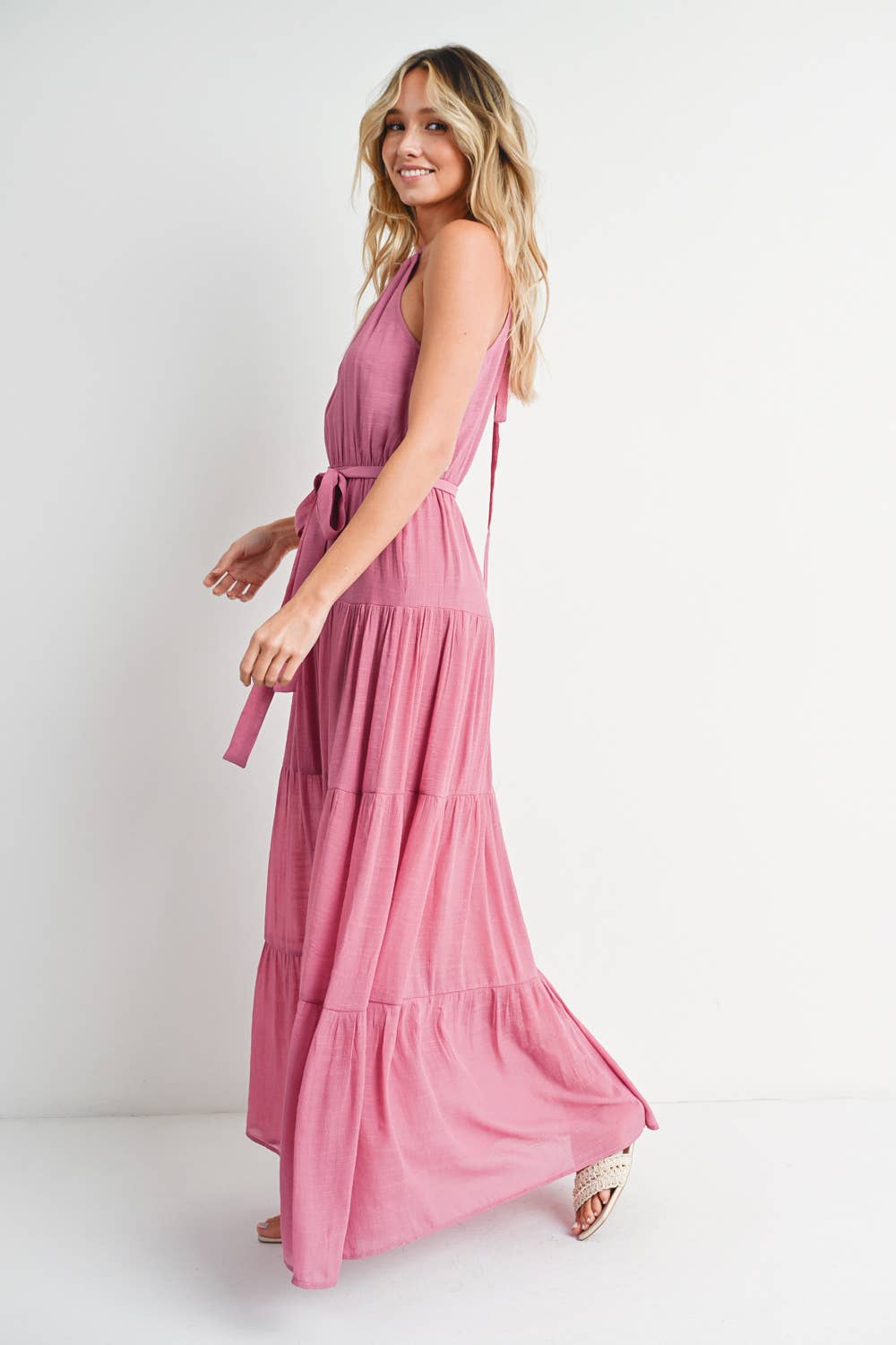 Tiered Halter Maxi Dress