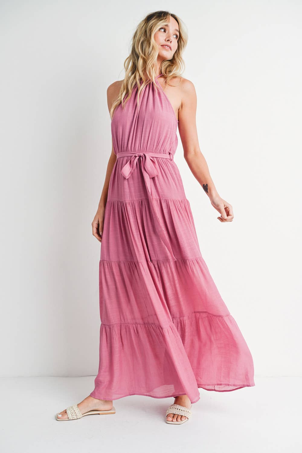 Tiered Halter Maxi Dress