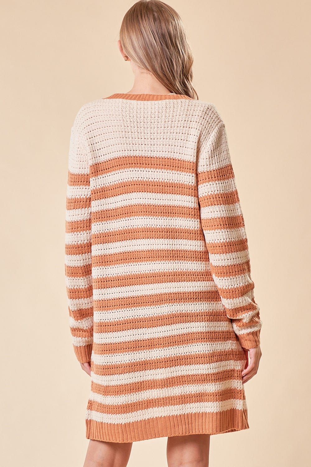 Toffee Striped Box Cardigan