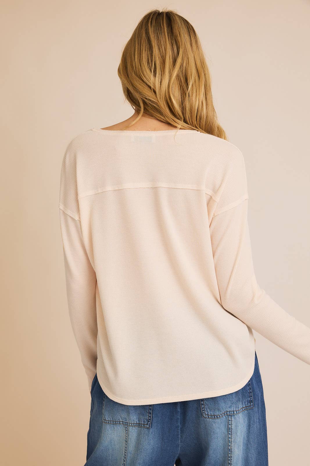 V-Neck Button Up Long Sleeve Top