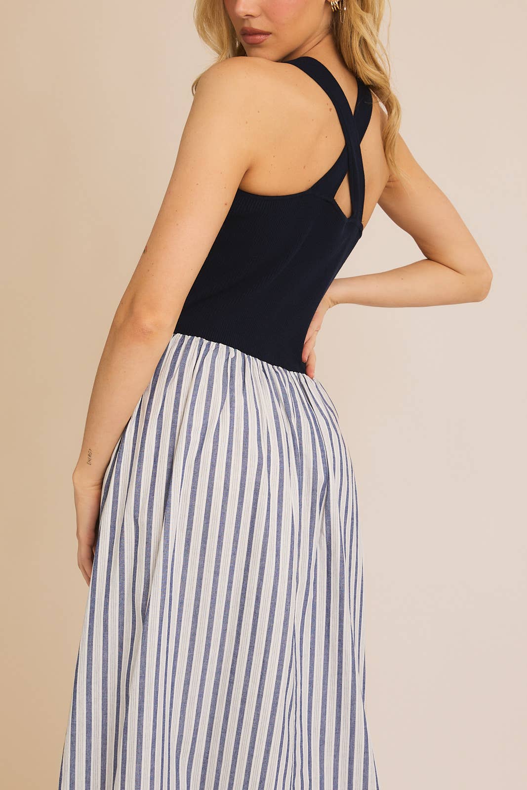 V-Neck Drop Waist Maxi Dress