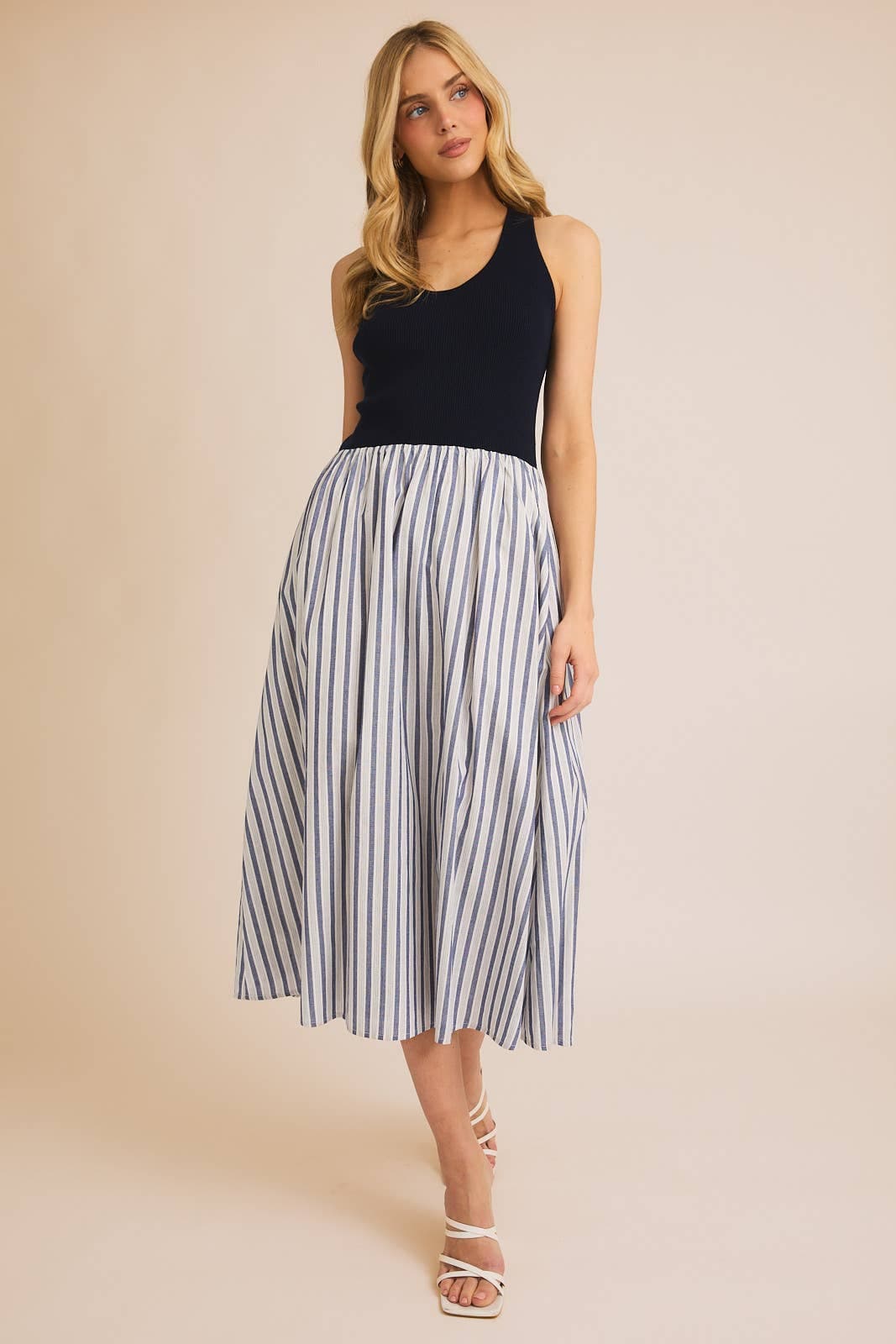 V-Neck Drop Waist Maxi Dress