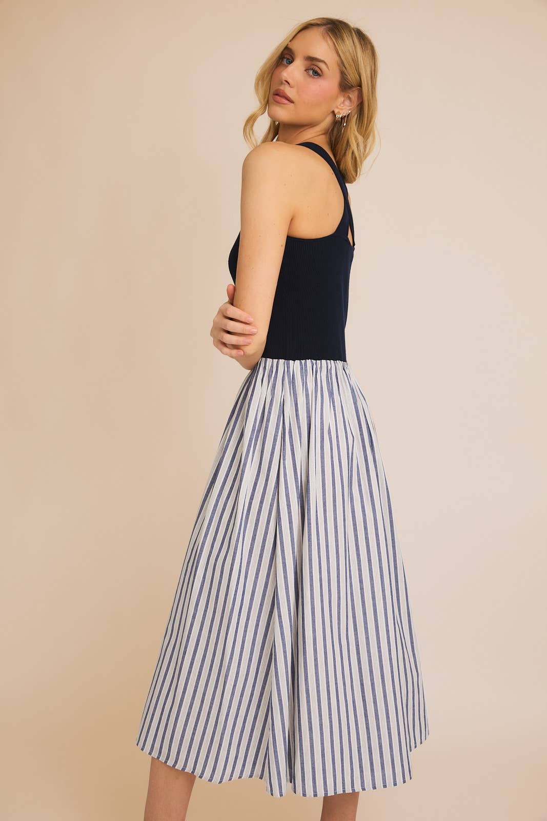 V-Neck Drop Waist Maxi Dress