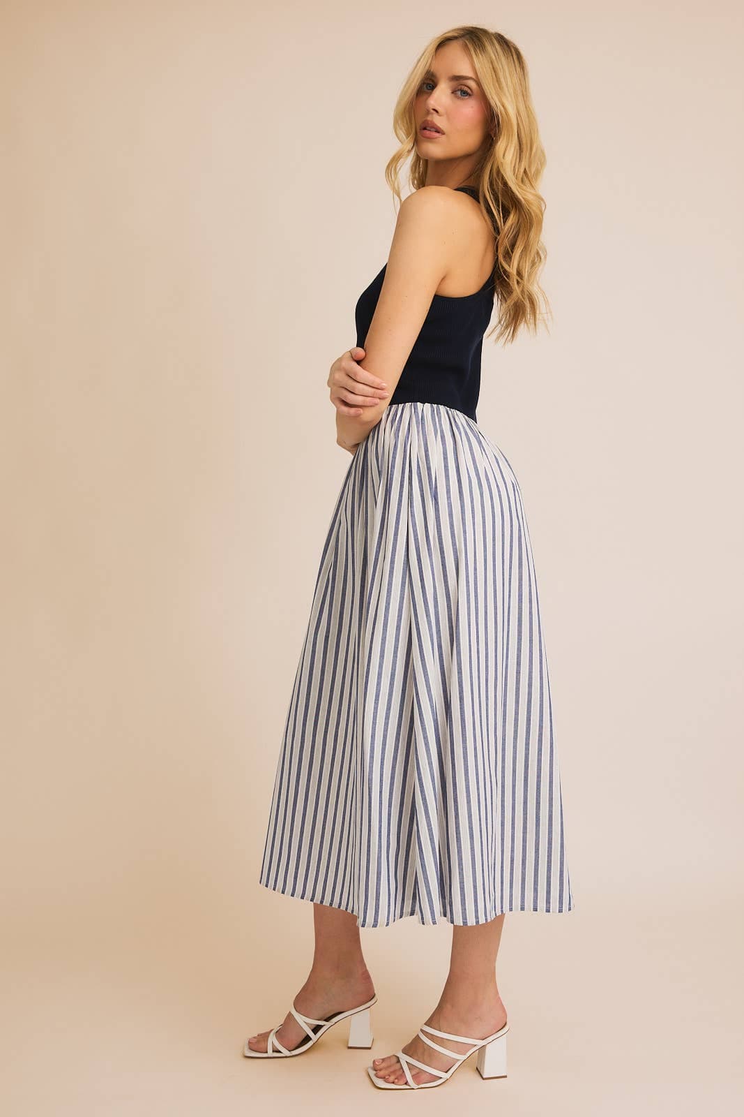 V-Neck Drop Waist Maxi Dress