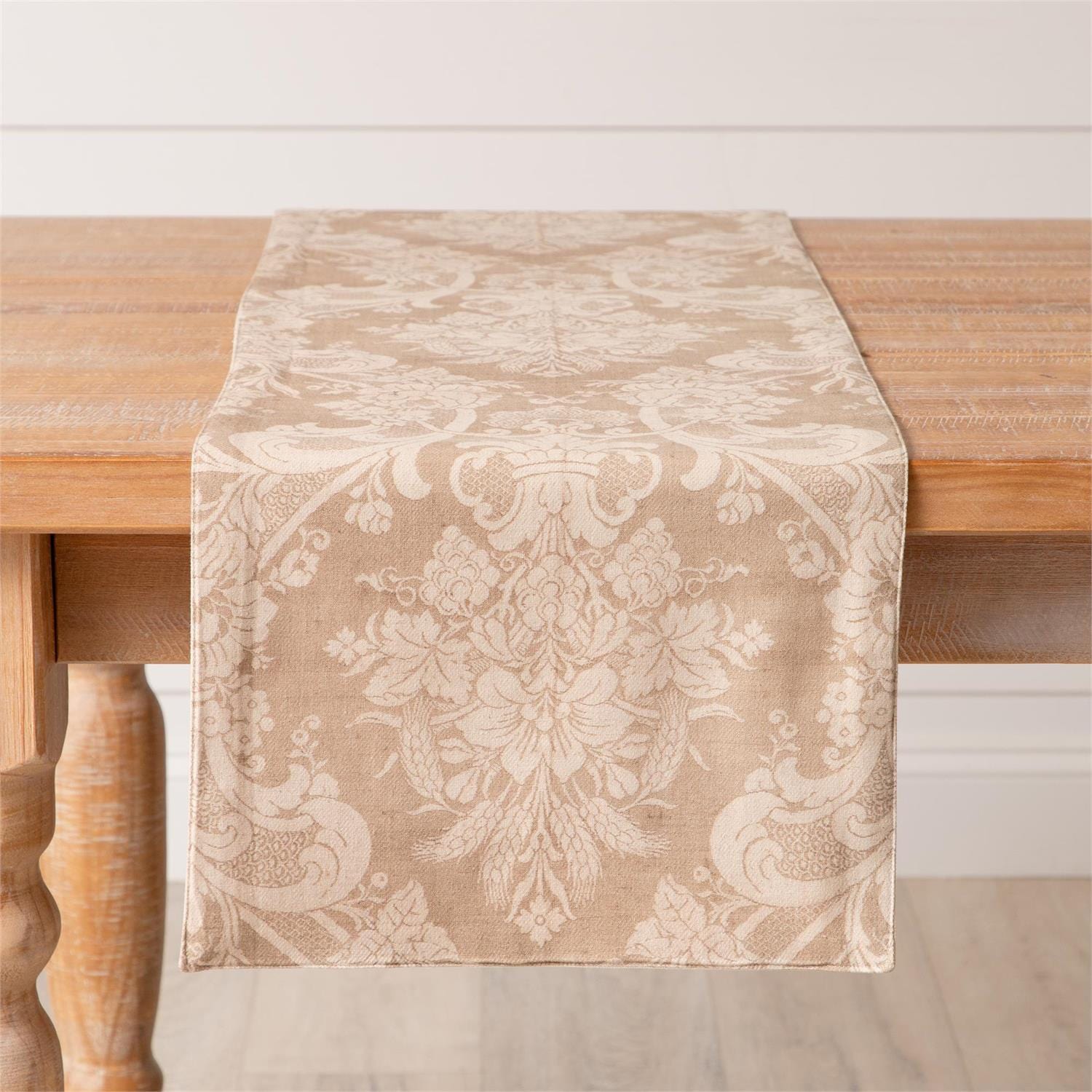Vintage Taupe Table Runner - 54 in