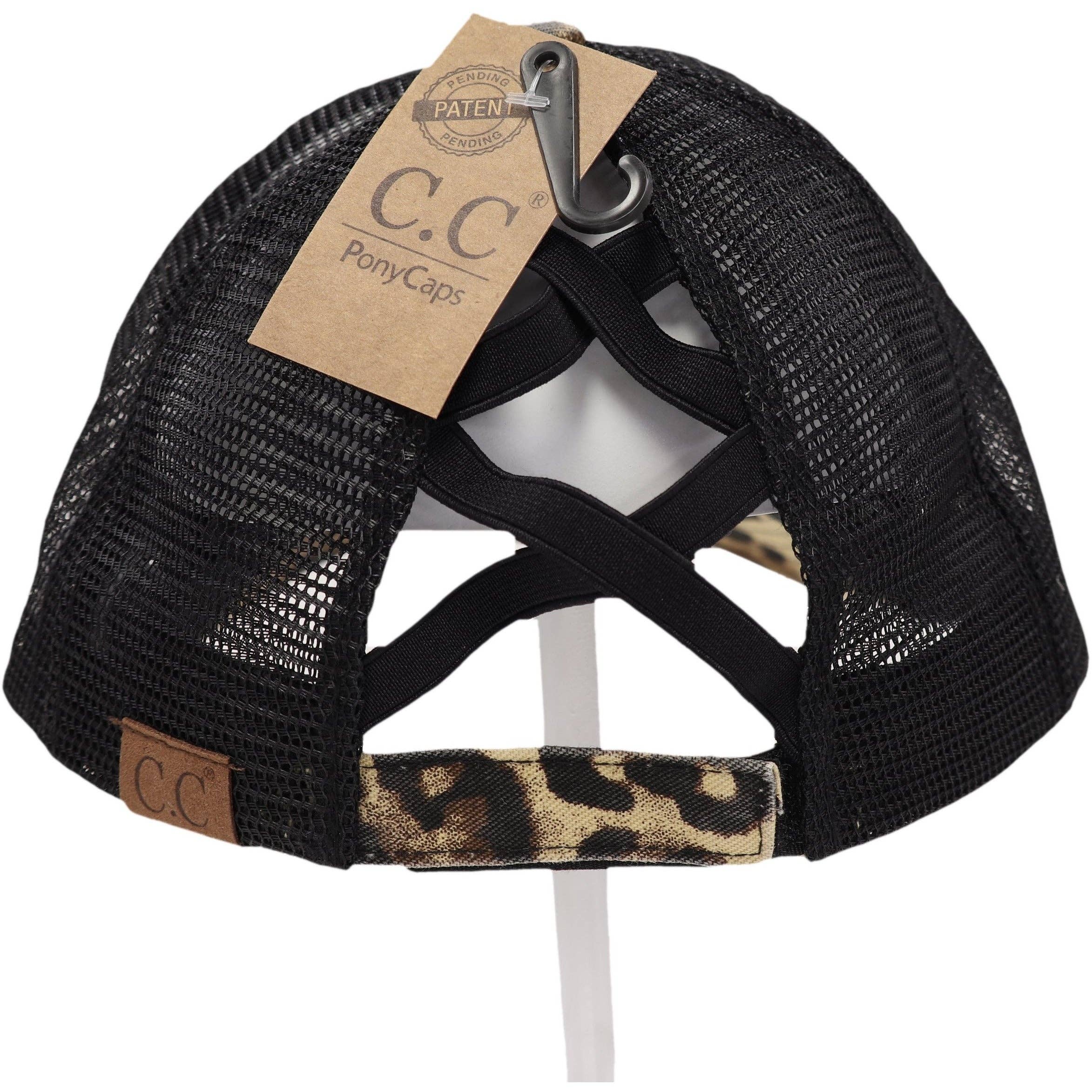 Washed Denim Criss Cross High Pony CC Baseball Hat