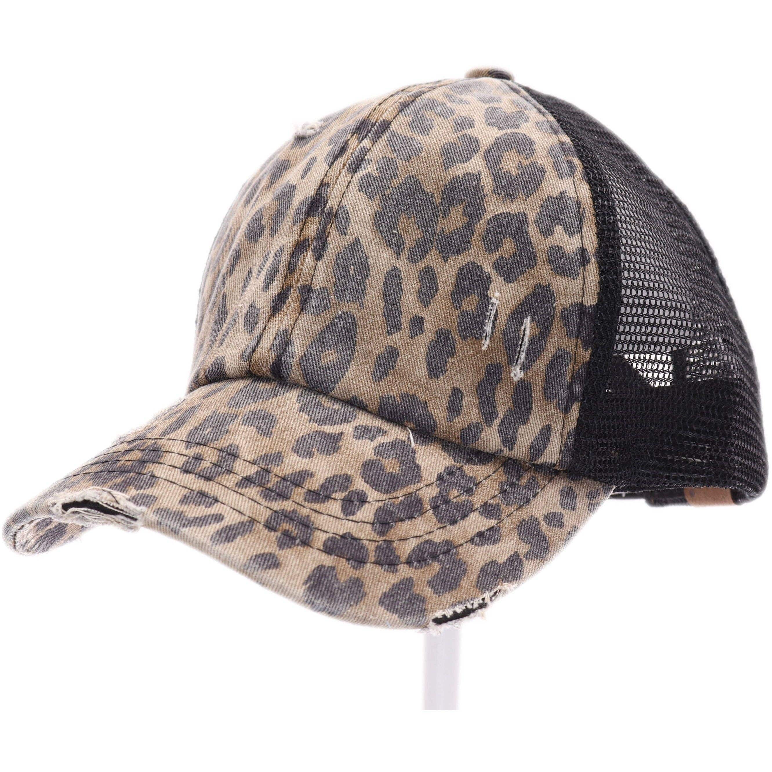 Washed Denim Criss Cross High Pony CC Baseball Hat