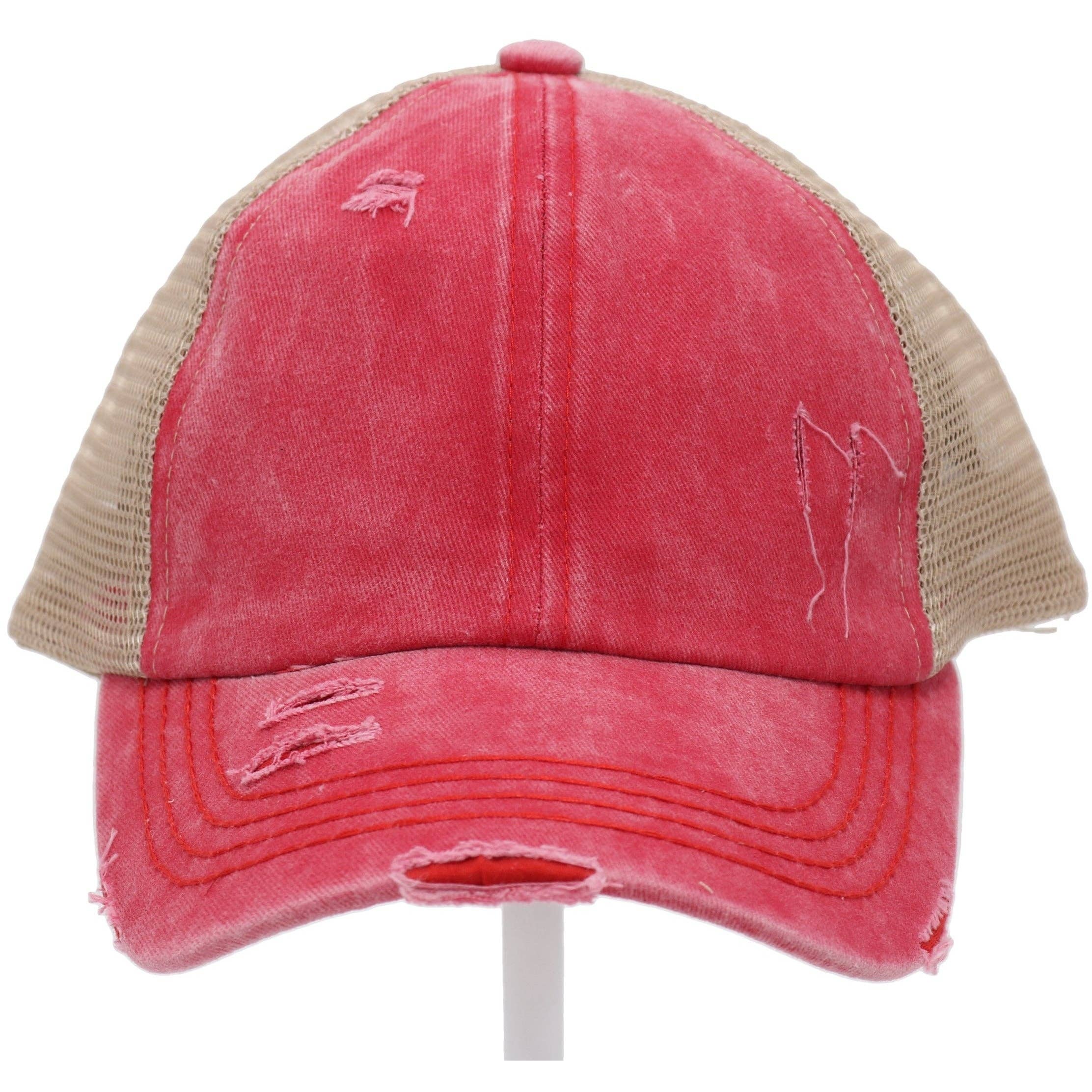 Washed Denim Criss Cross High Pony CC Baseball Hat