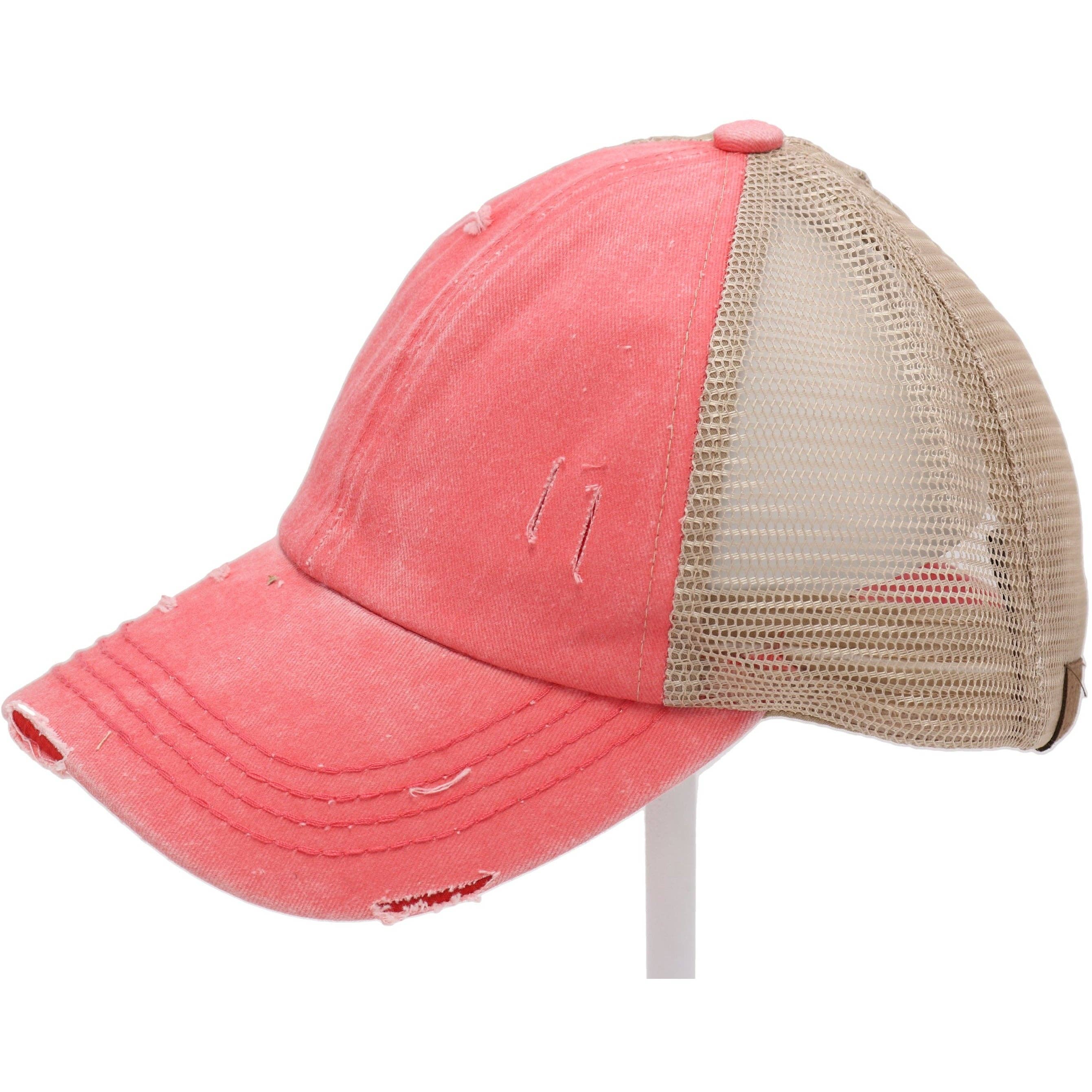 Washed Denim Criss Cross High Pony CC Baseball Hat