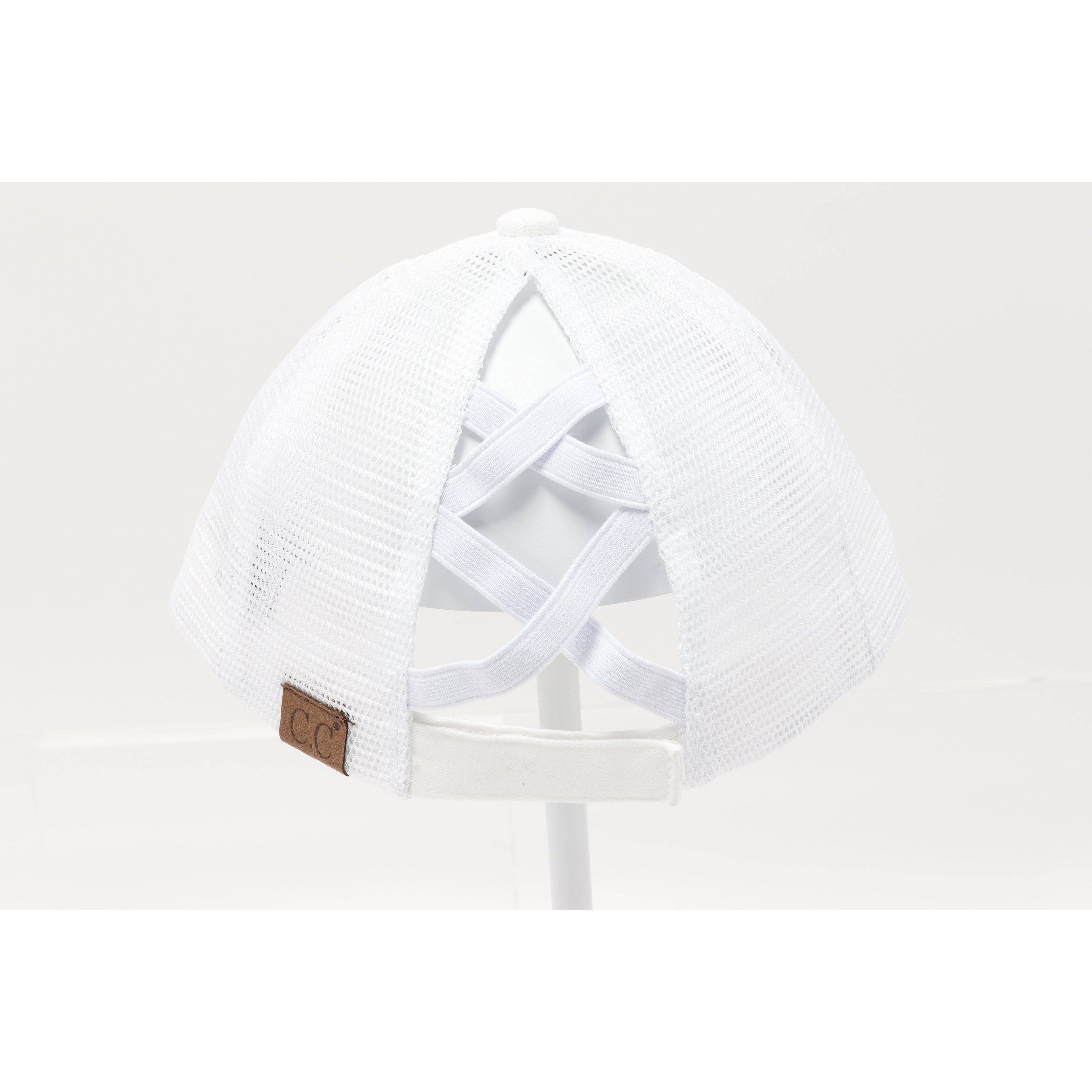 Washed Denim Criss Cross High Pony CC Baseball Hat