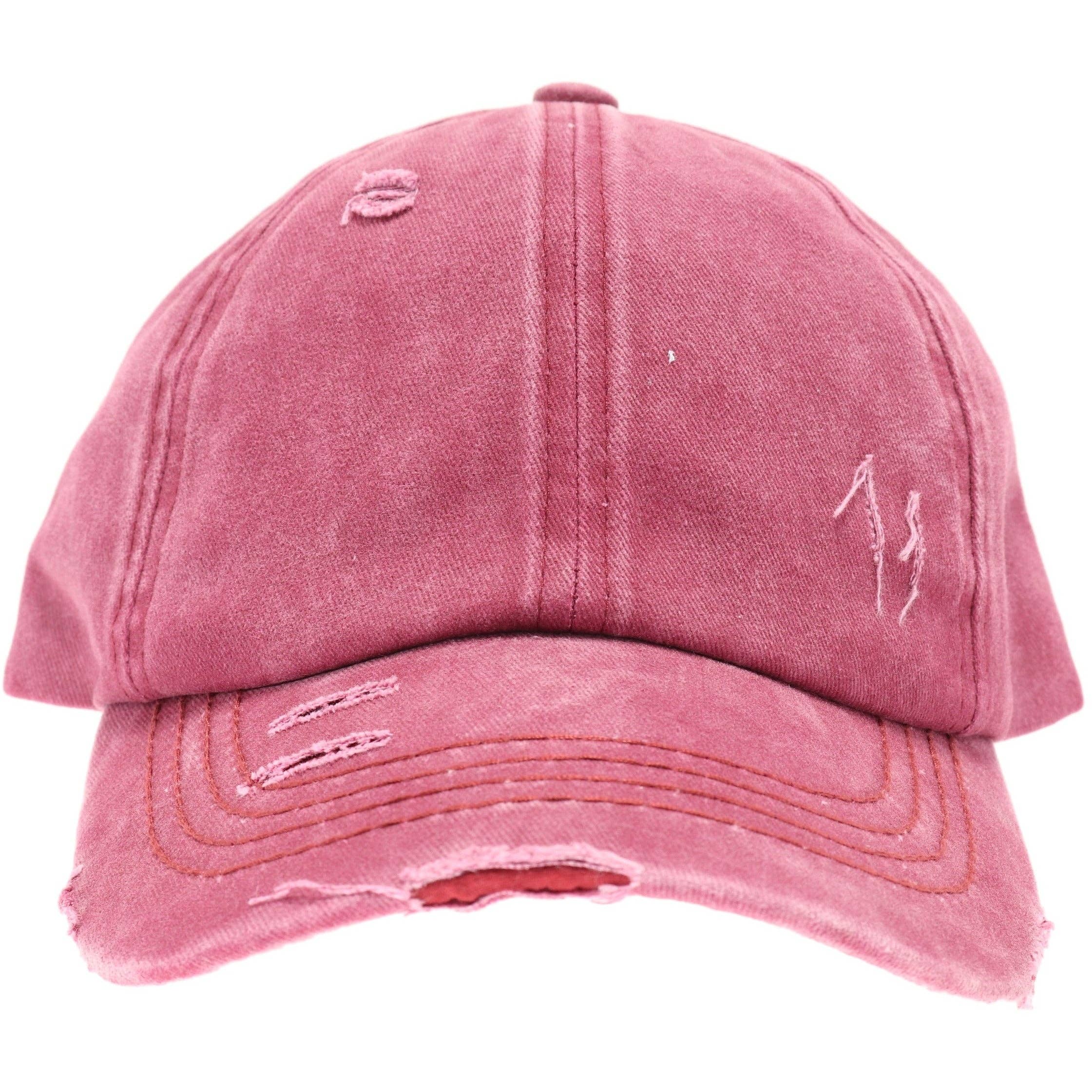 Washed Denim Criss Cross High Pony CC Baseball Hat