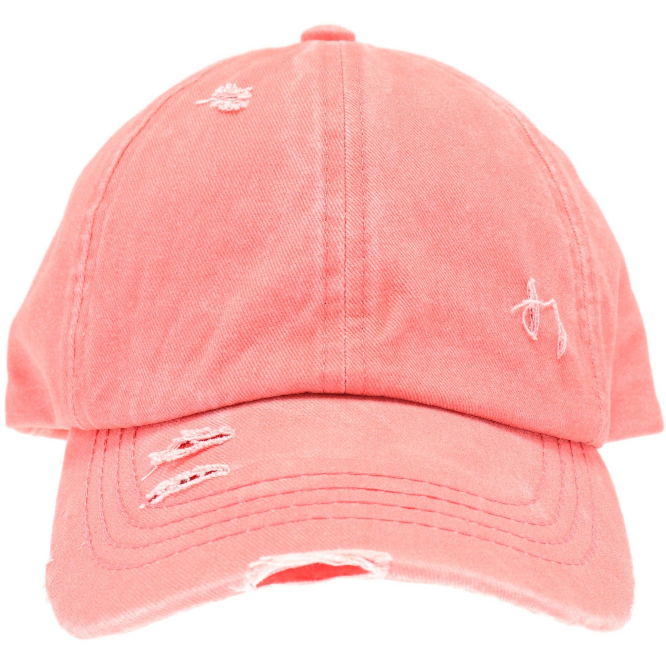 Washed Denim Criss Cross High Pony CC Baseball Hat