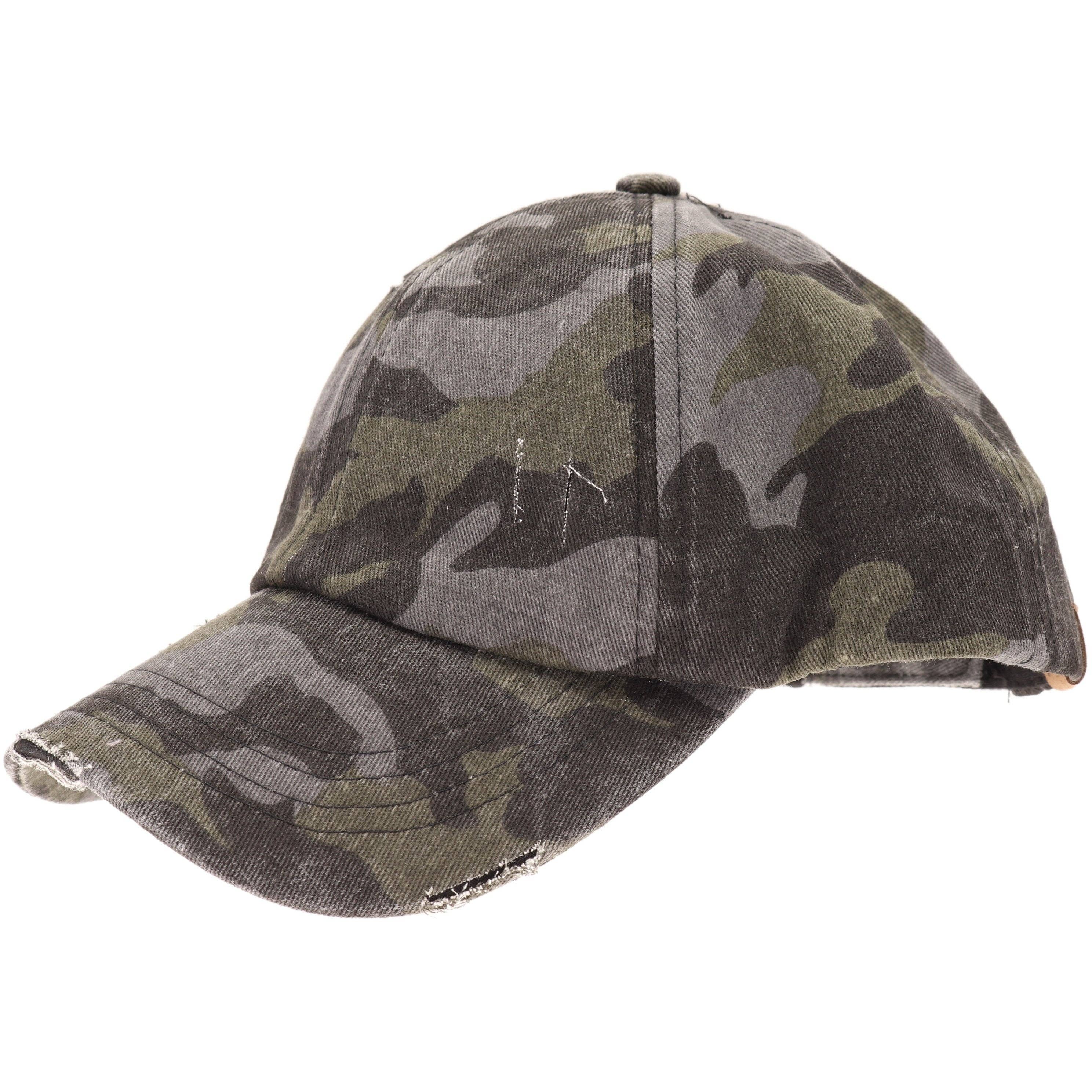 Washed Denim Criss Cross High Pony CC Baseball Hat