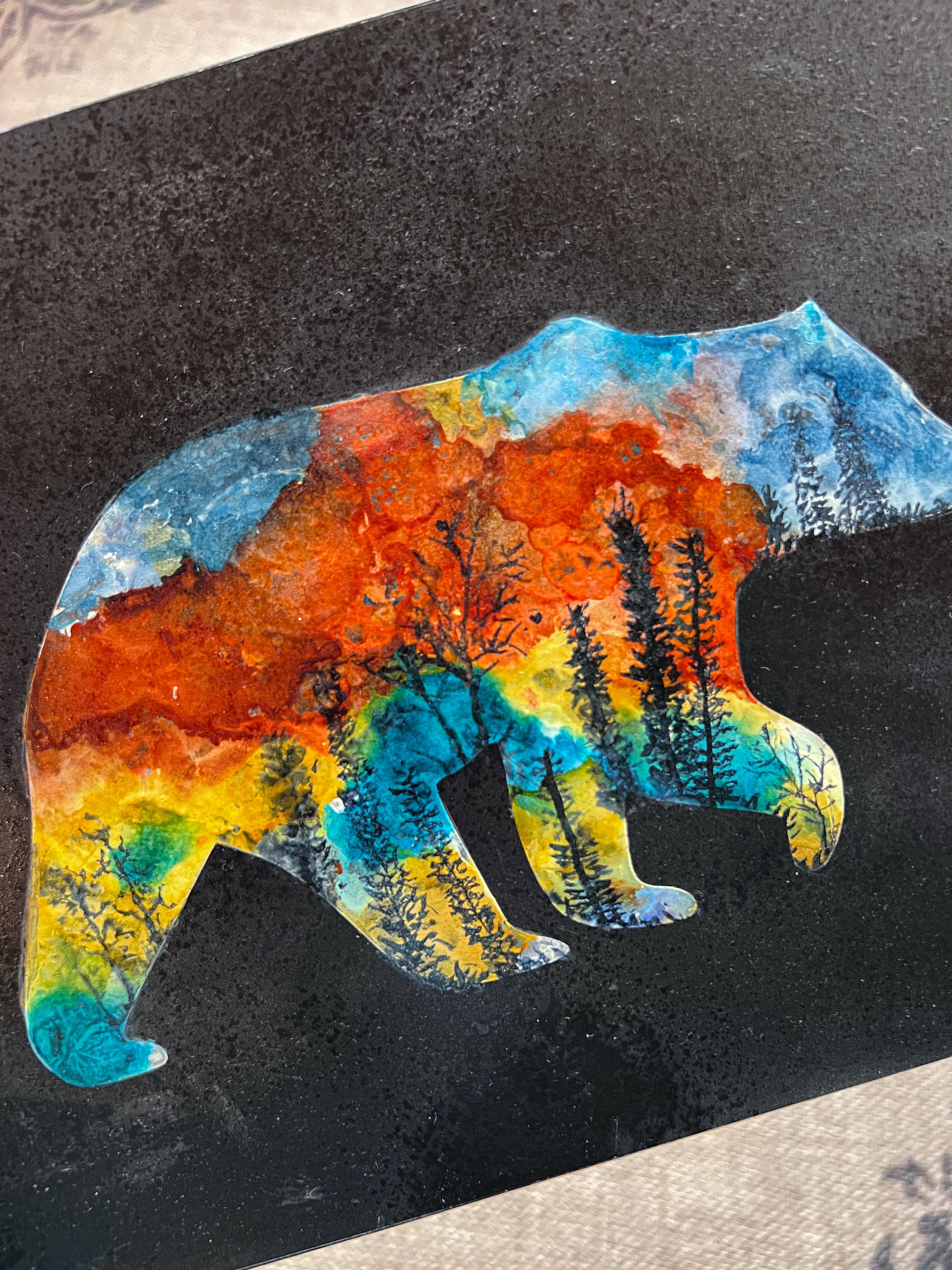 White Bear Silhouette with Forest