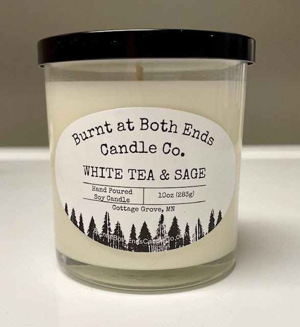 HJ #619 (Heather- Burnt at Both Ends) Soy Candle - Jar 10oz Jar White Tea & Sage Soy Candle