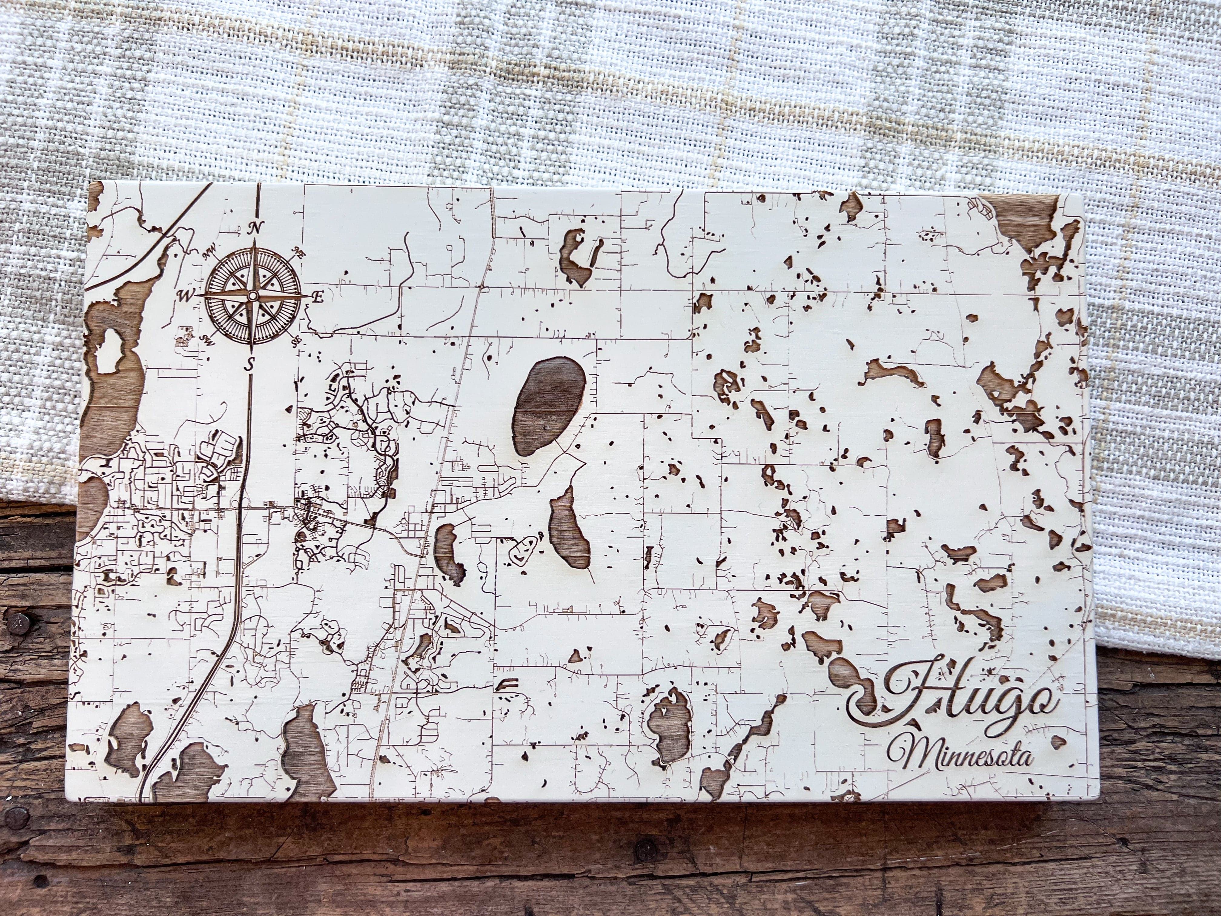 Wood Laser State & City Sign