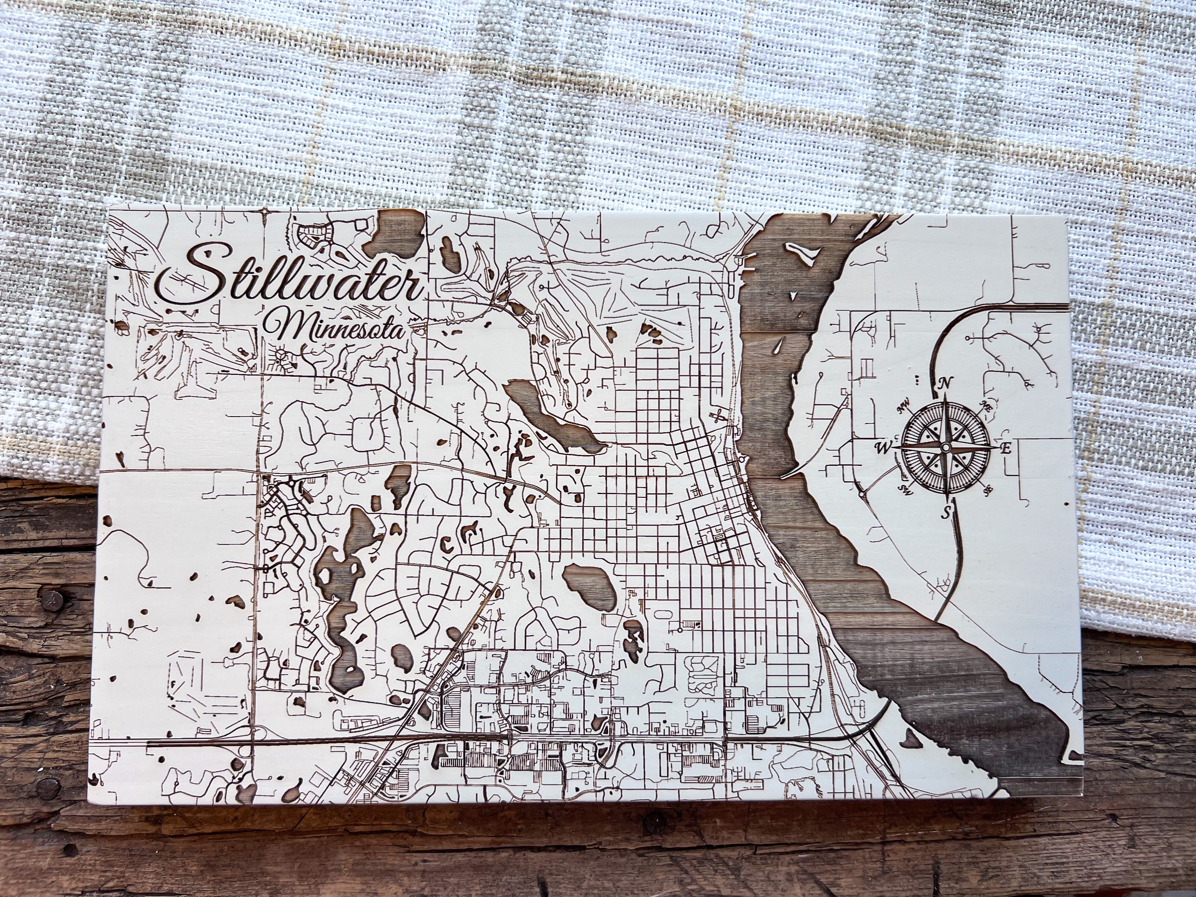 Wood Laser State & City Sign