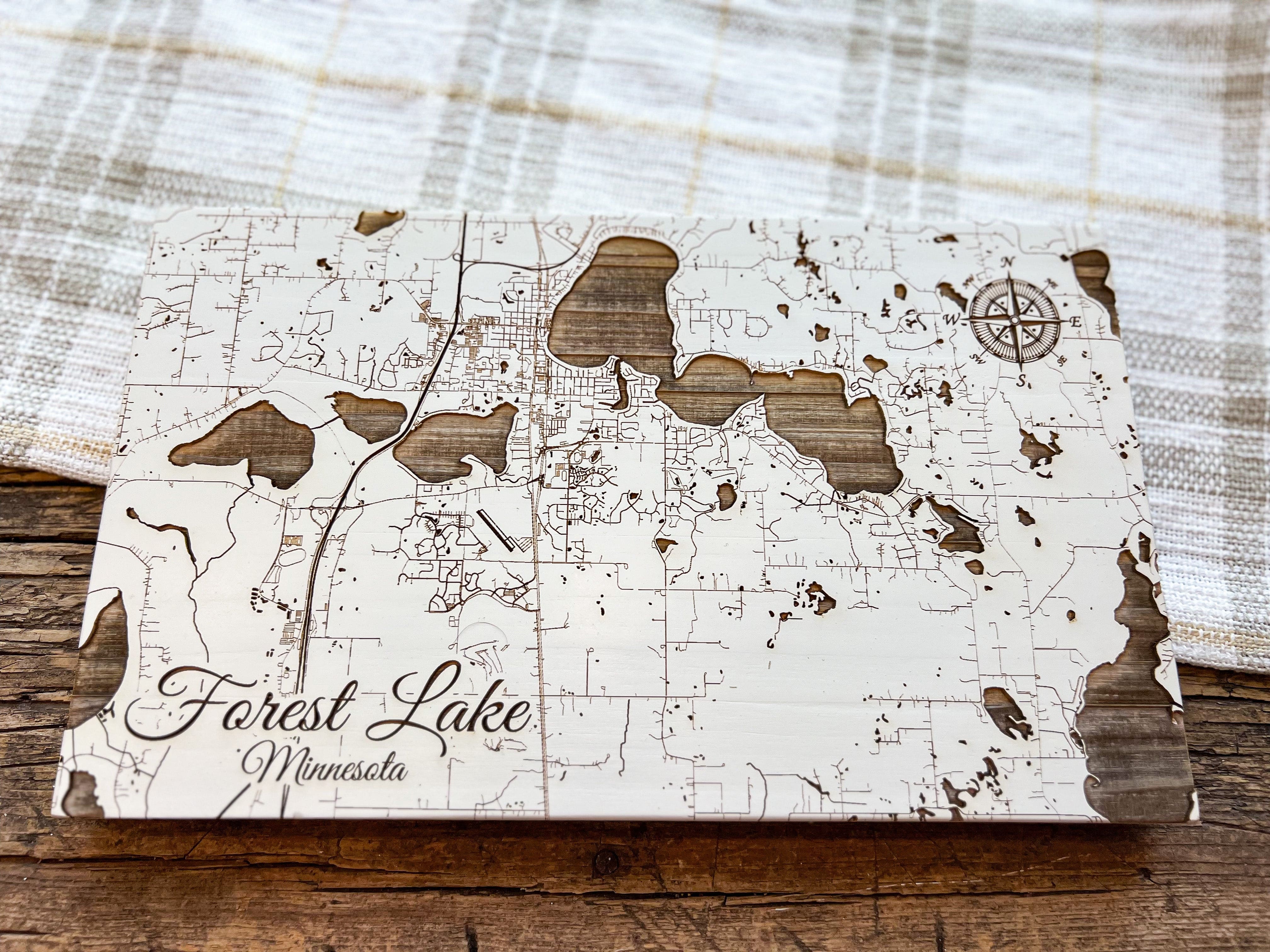 Wood Laser State & City Sign