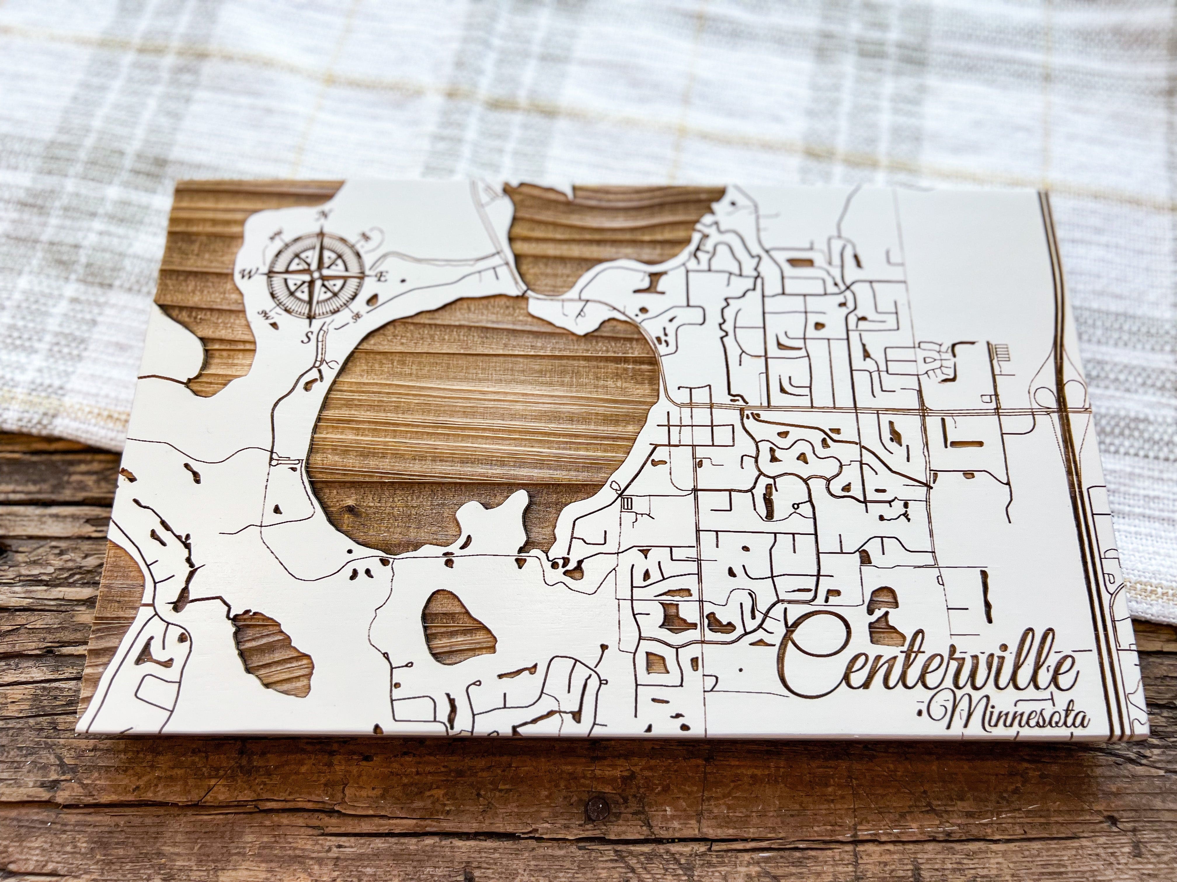Wood Laser State & City Sign