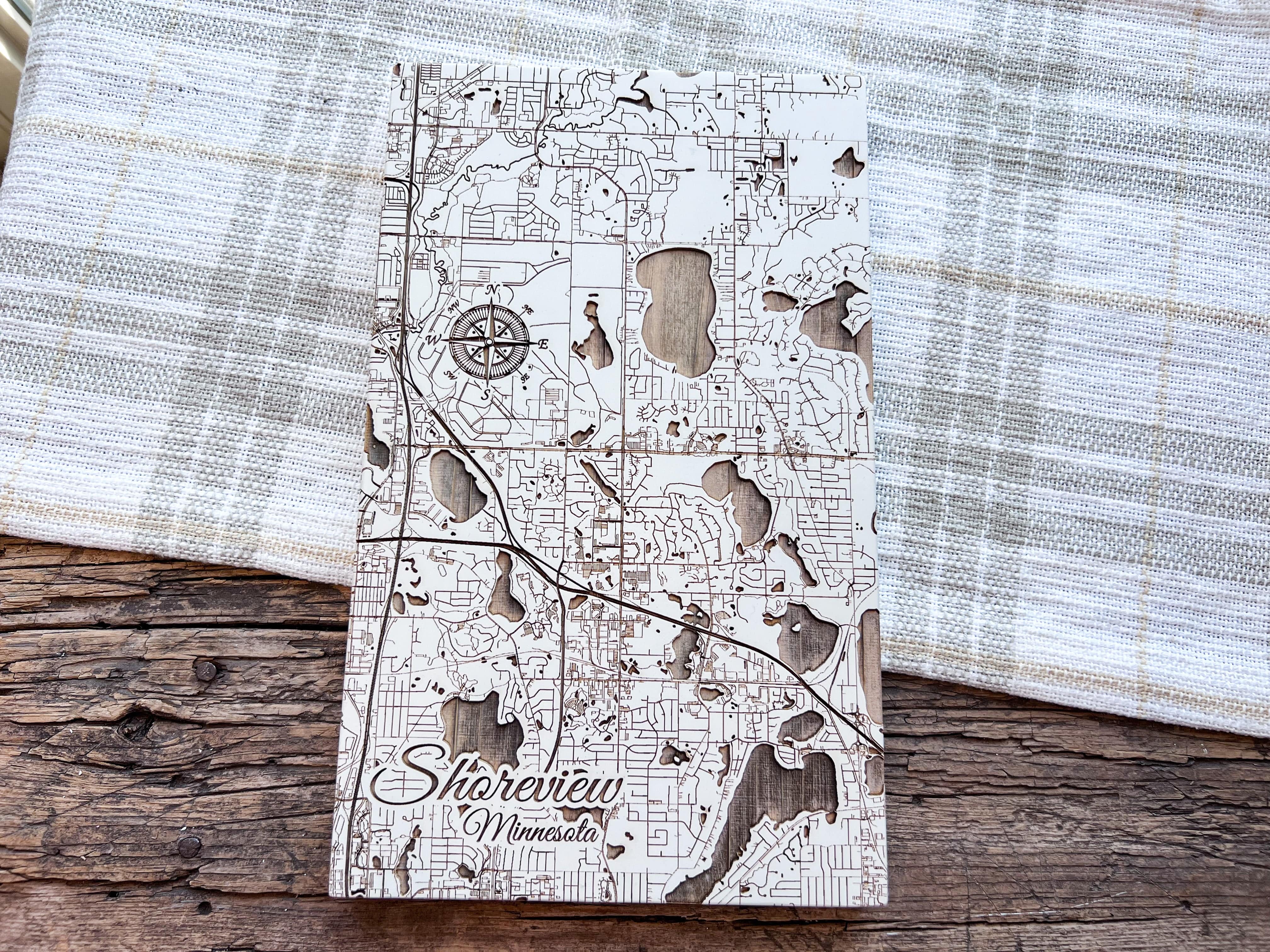 Wood Laser State & City Sign
