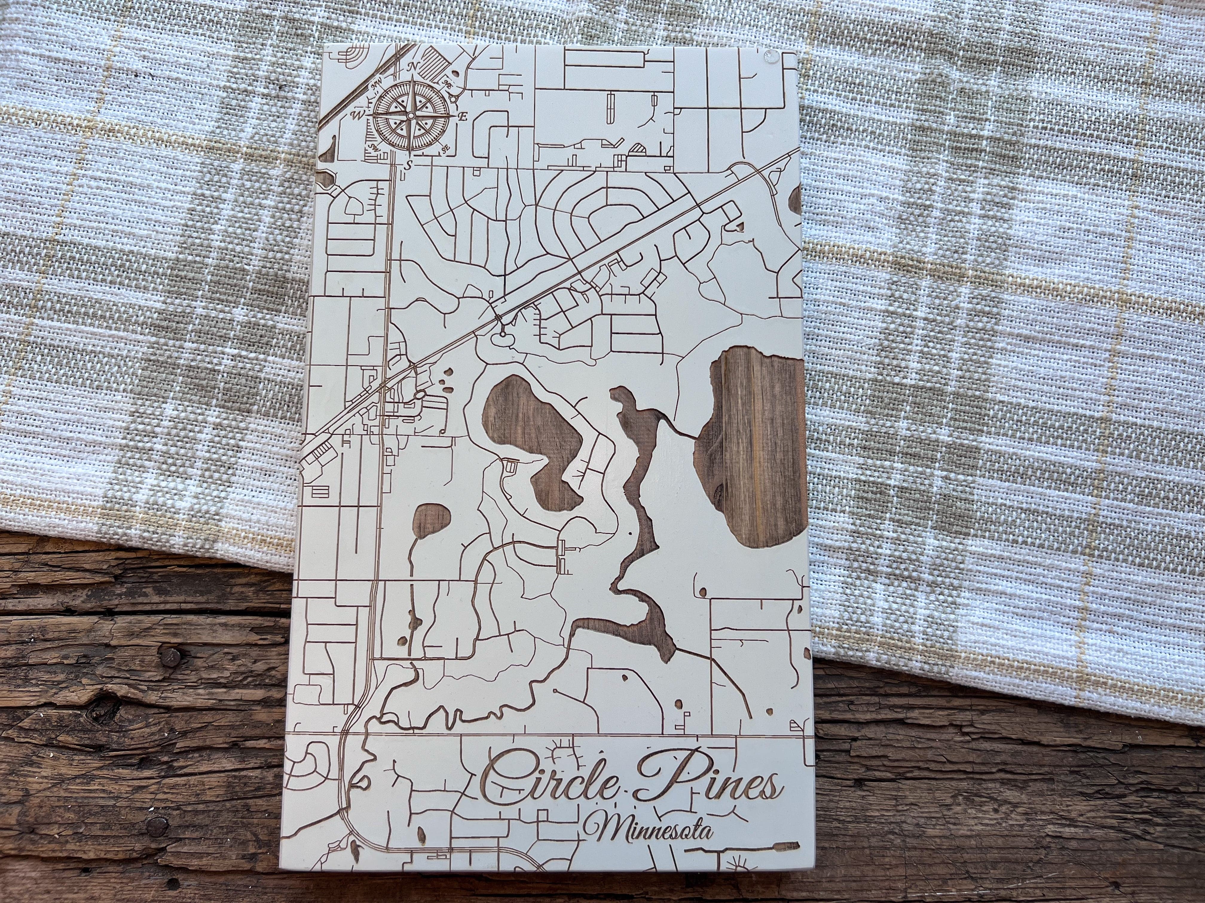 Wood Laser State & City Sign