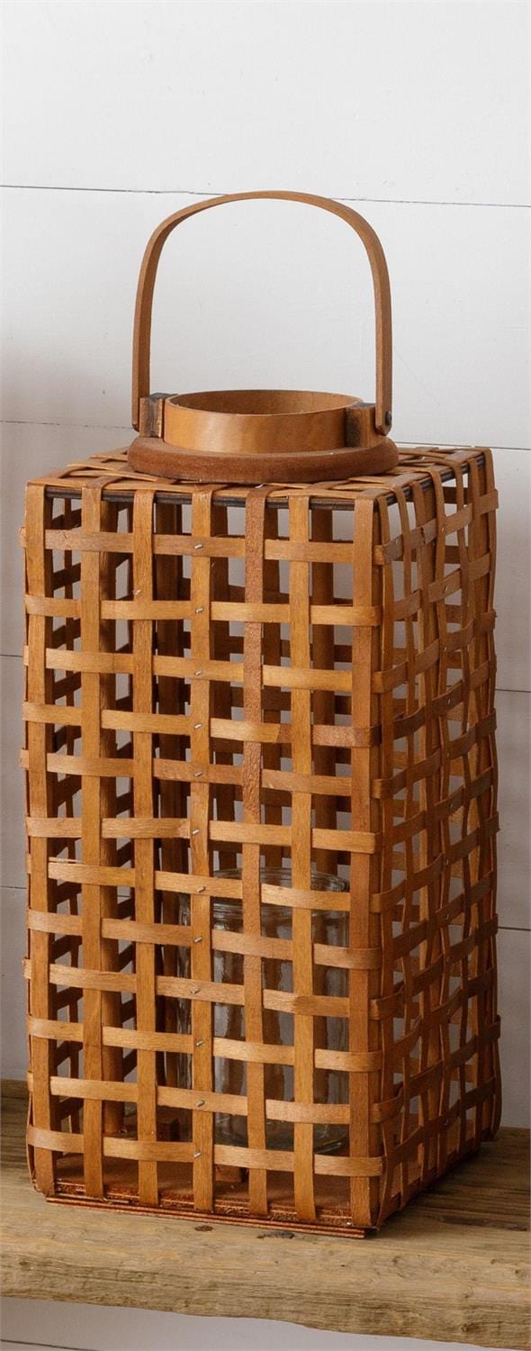 Woven Lantern With Hurricane Glass