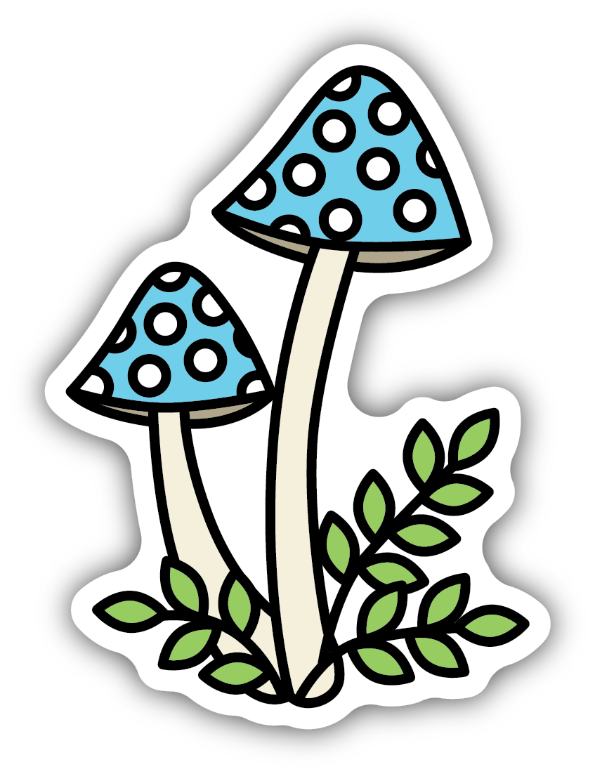 Blue Mushrooms Vinyl Sticker