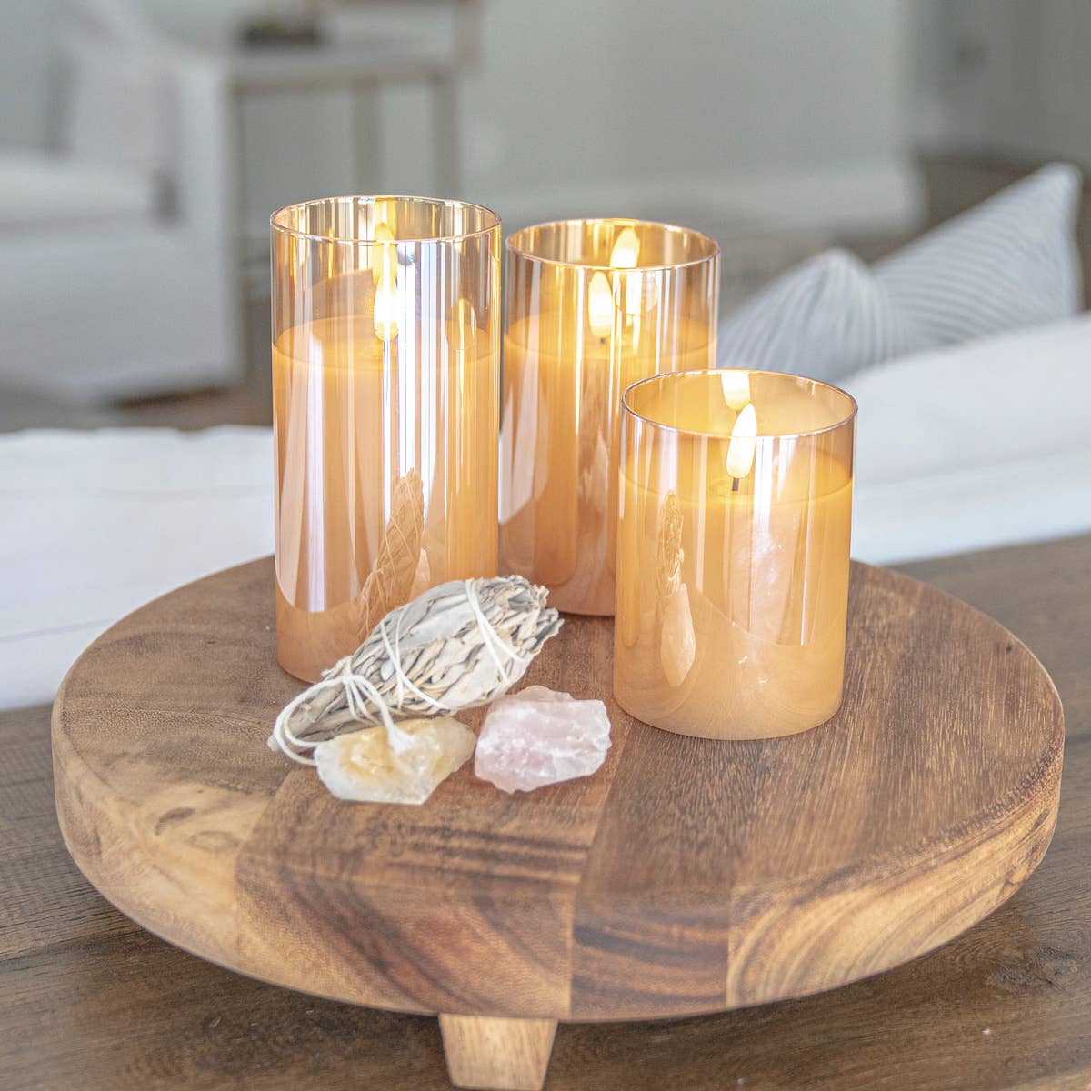 Flameless LED Hurricane Glass Candles
