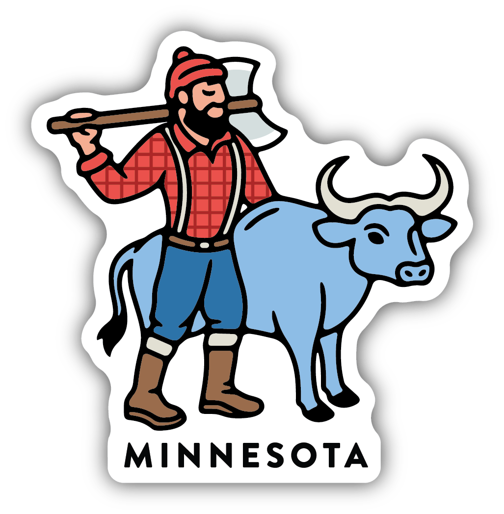 MN Paul Bunyan and Babe Vinyl Sticker