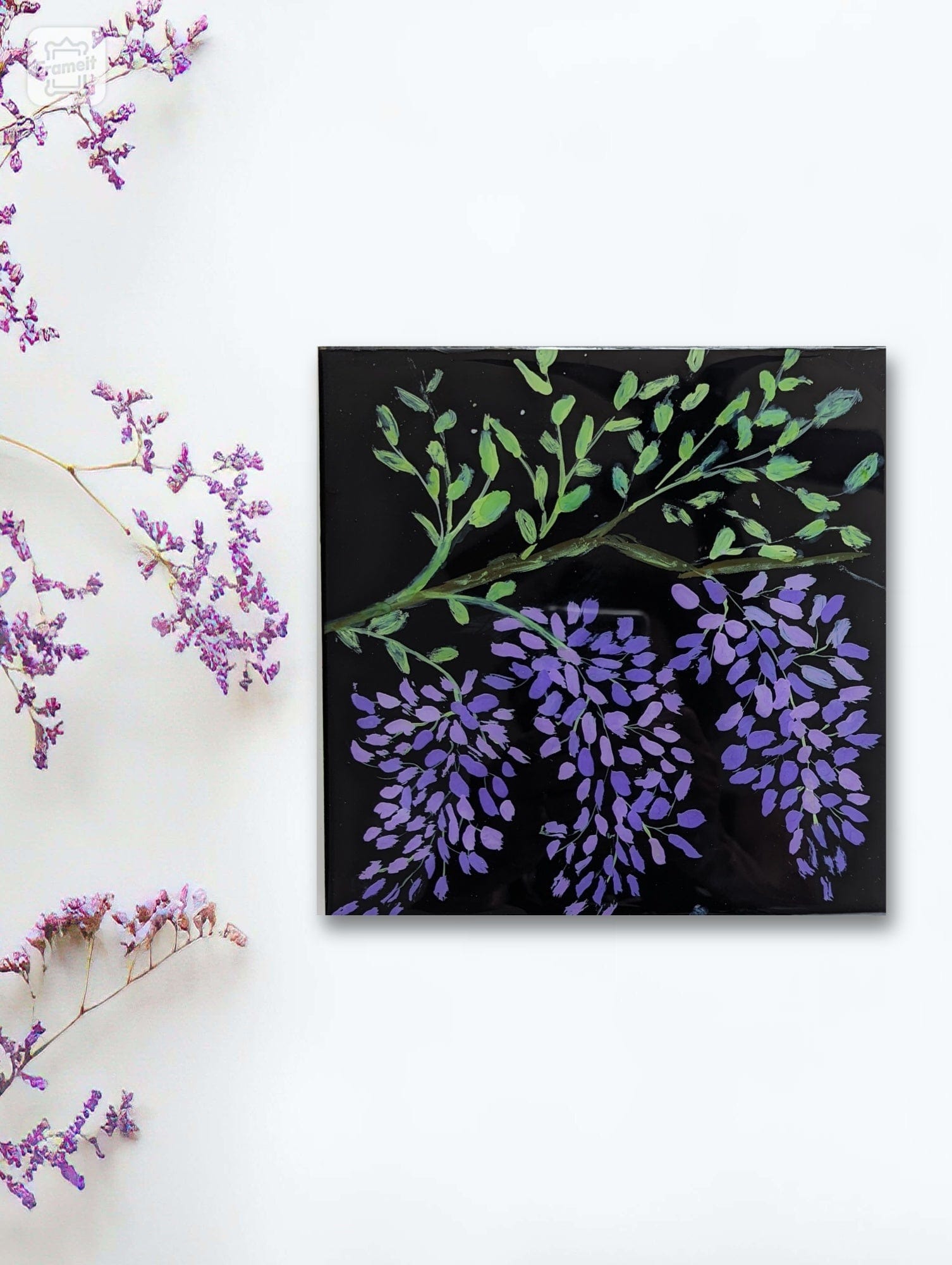 57 (SKA) Painting on Cradle Board Wisteria Cradle Board