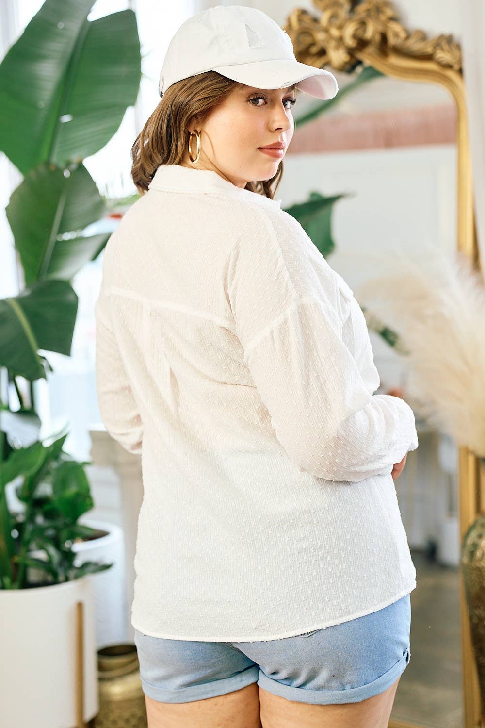 White Swiss Dotted Woven Shirt