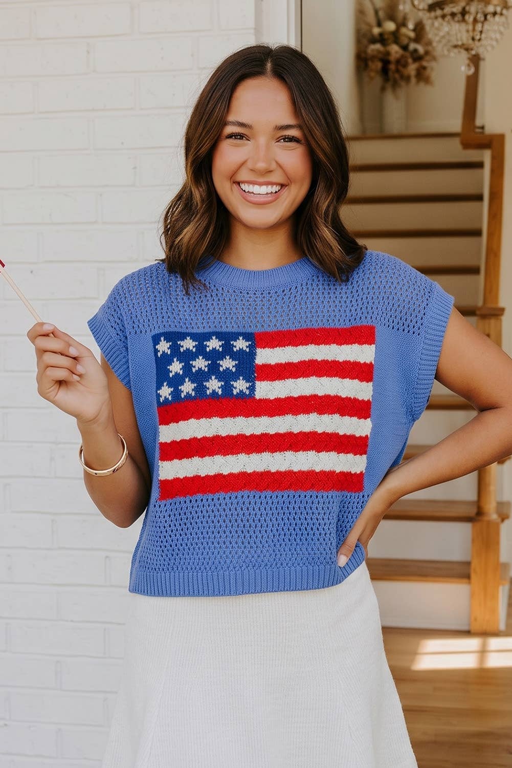 Flag Short Sleeve Sweater