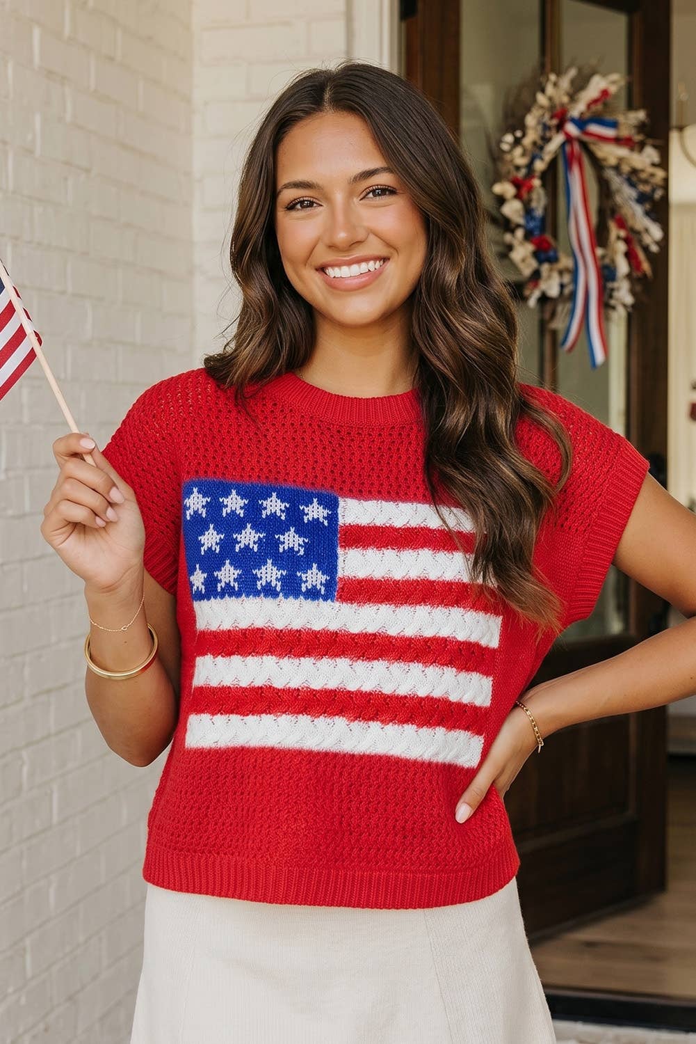 Flag Short Sleeve Sweater