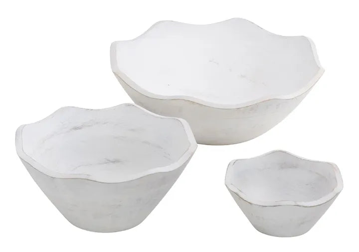Whitewashed Wood Bowls