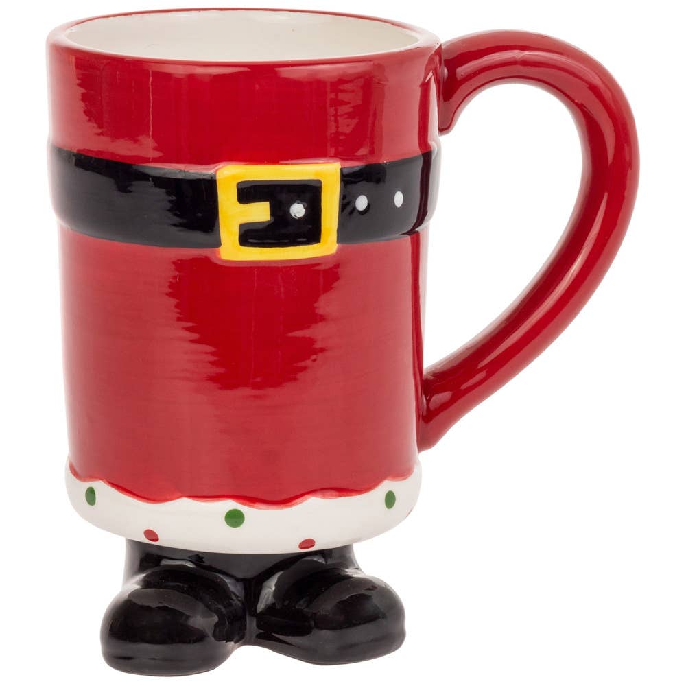 Santa Belt Ceramimc Footed 12 oz. Mug Christmas