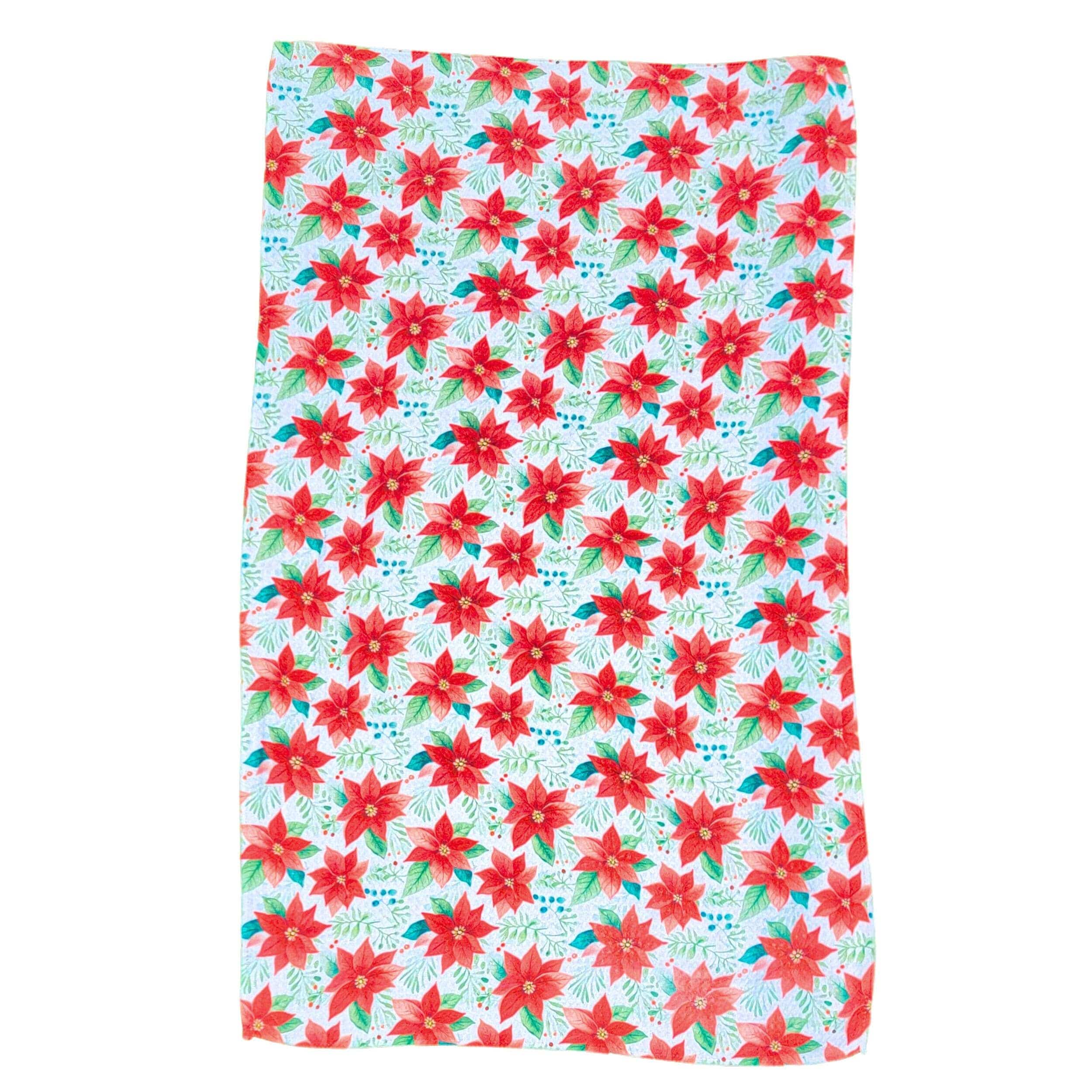 Christmas Poinsettia Waffle Tea Towel