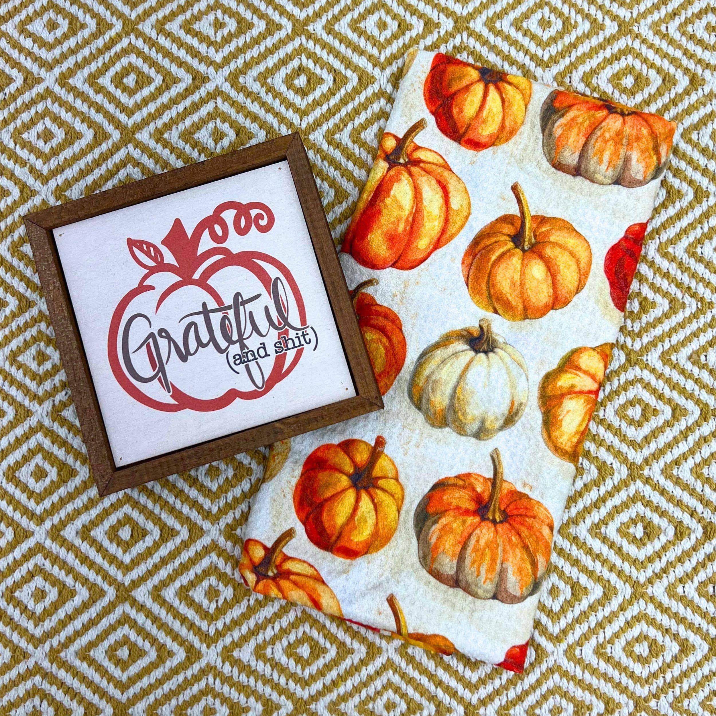 Fall Pumpkins Tea Towel With Hanging Loop - Fall Decor