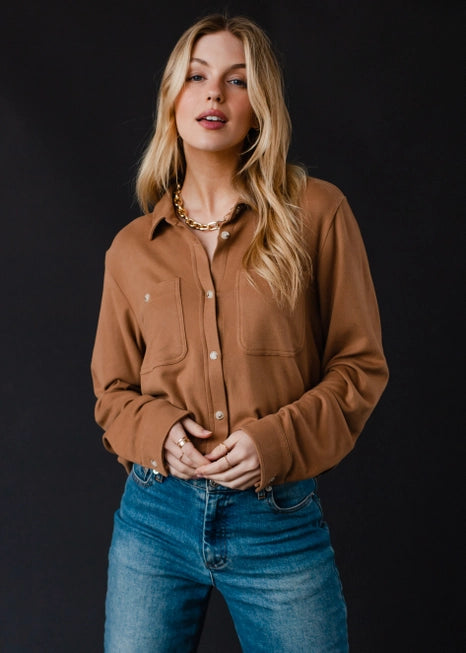 Tan Super Soft Button Up Top