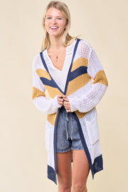 Hooded Striped Cardigan