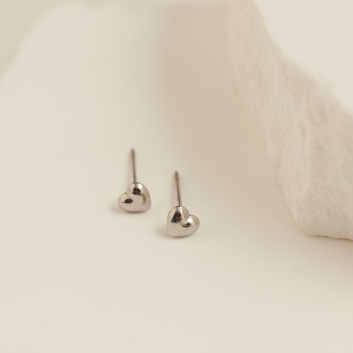 Narelle Waterproof Puffy Heart Stud Earrings Silver