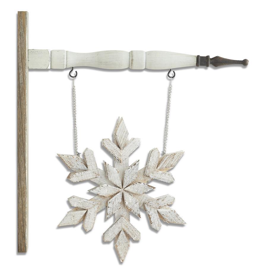 11 Inch Whitewashed Double Sided Wood Snowflake Arrow Replacement