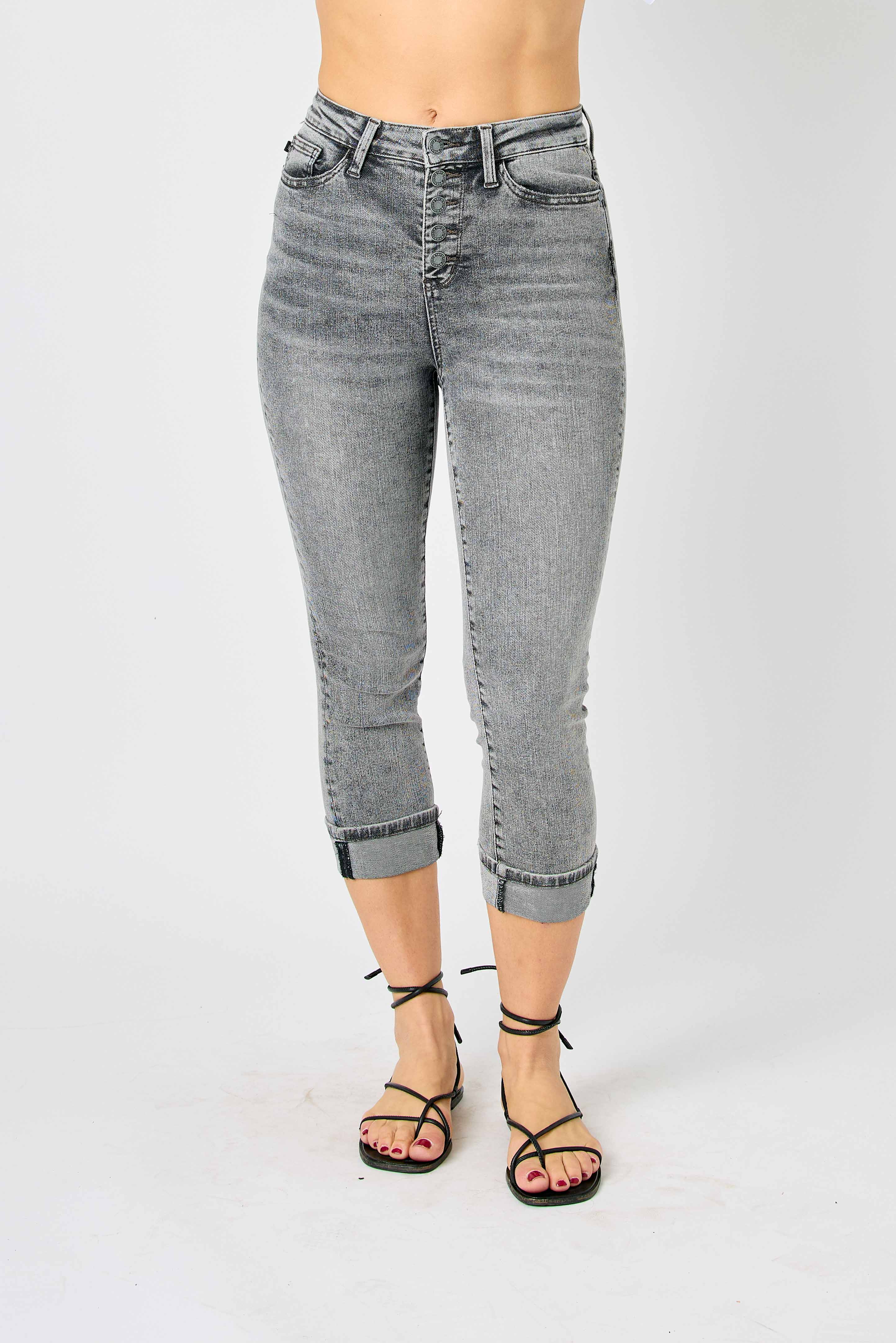 Grey Washed Judy Blue Denim Capri